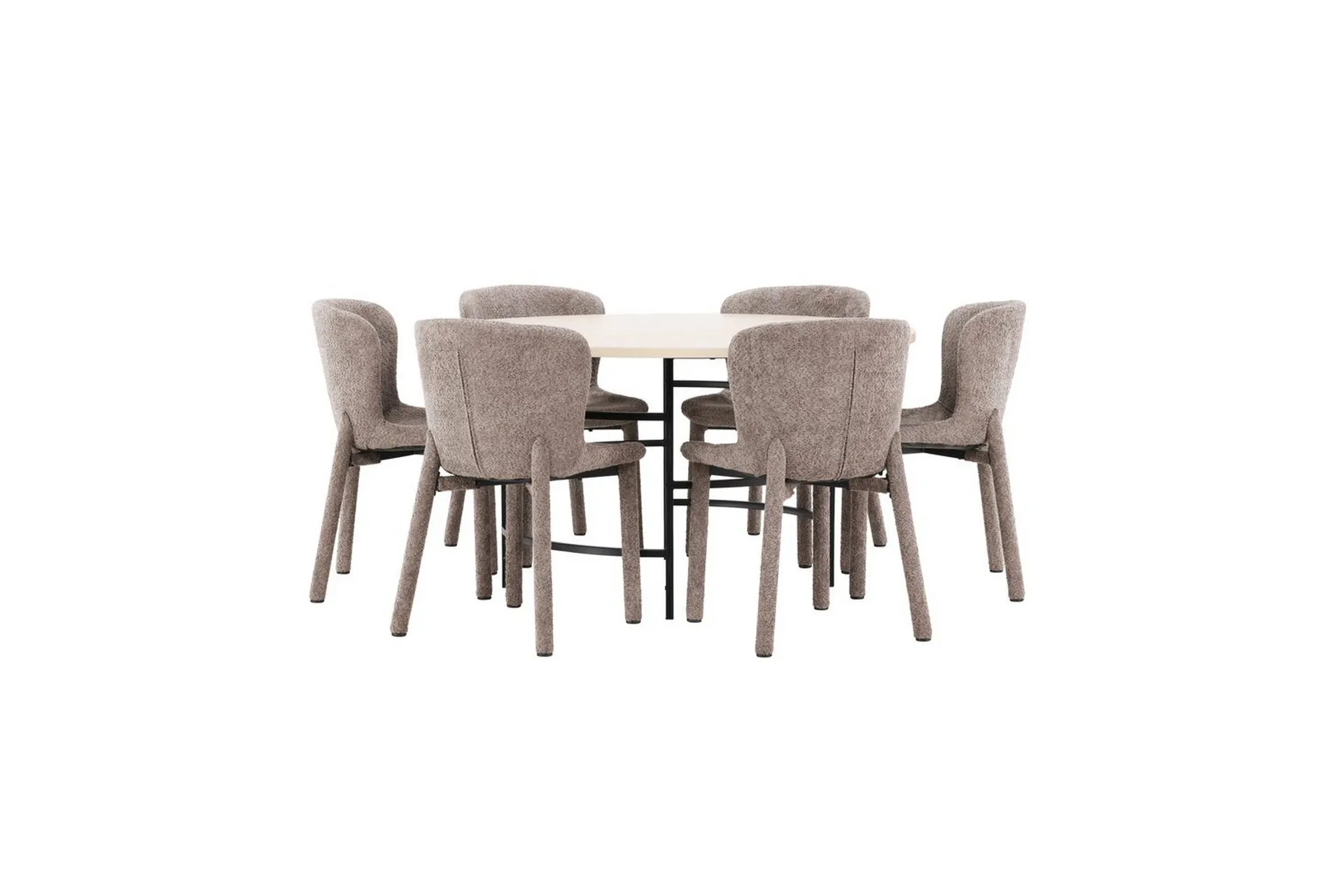 Matgrupp Copenhagen Runt 140 cm med 6st Astoria Stolar Vit / Svart, Brun - Vit / Svart, Brun