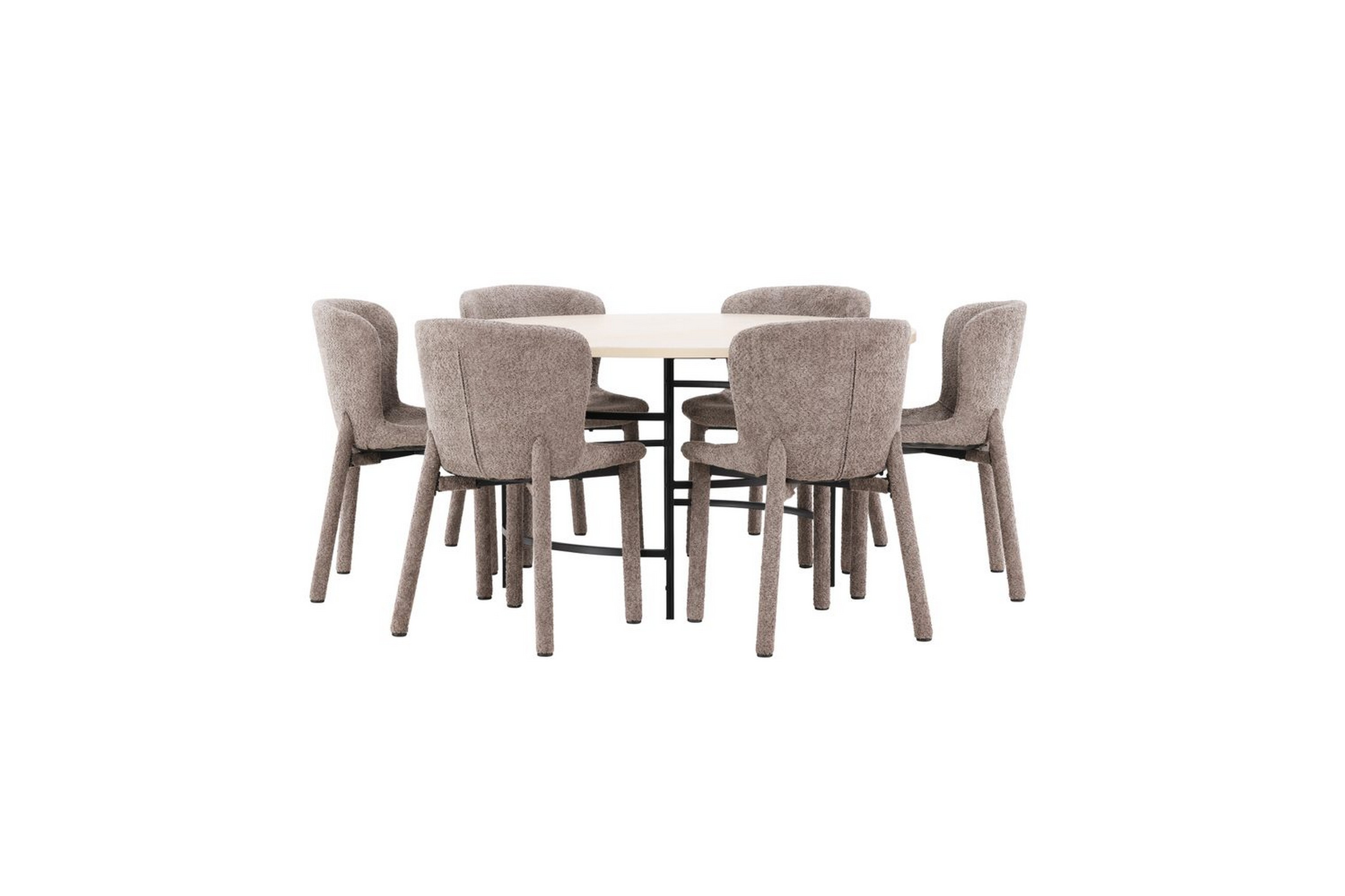 matgrupp copenhagen runt 140 cm med 6st astoria stolar vit / svart, brun - vit / svart, brun