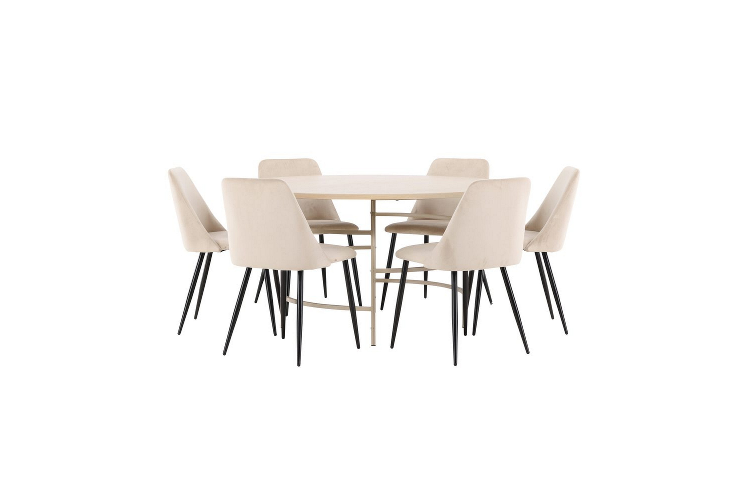 Matgrupp Copenhagen Runt 140 cm med 6st Night Stolar Vit Beige Vit Beige