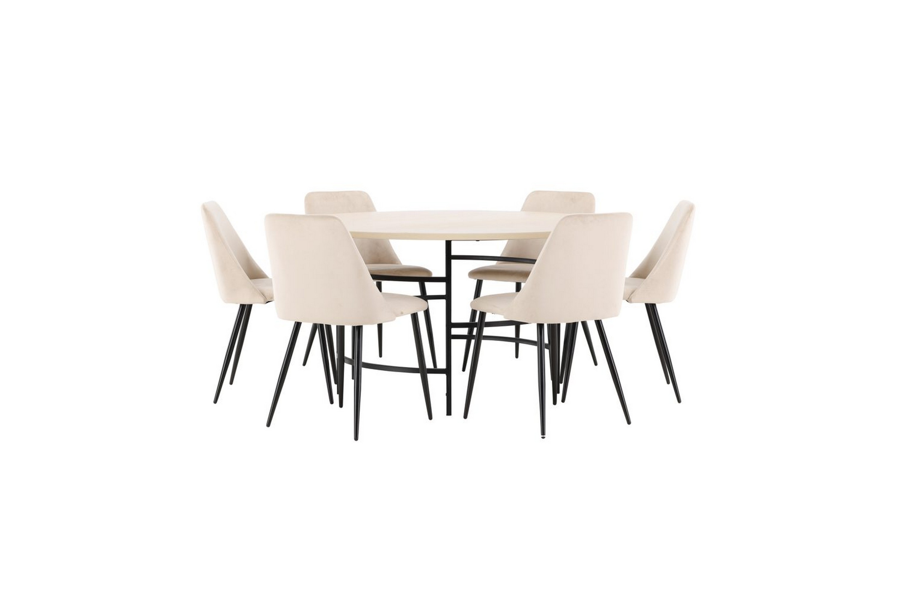 Matgrupp Copenhagen Runt 140 cm med 6st Night Stolar Vit Svart Vit Svart