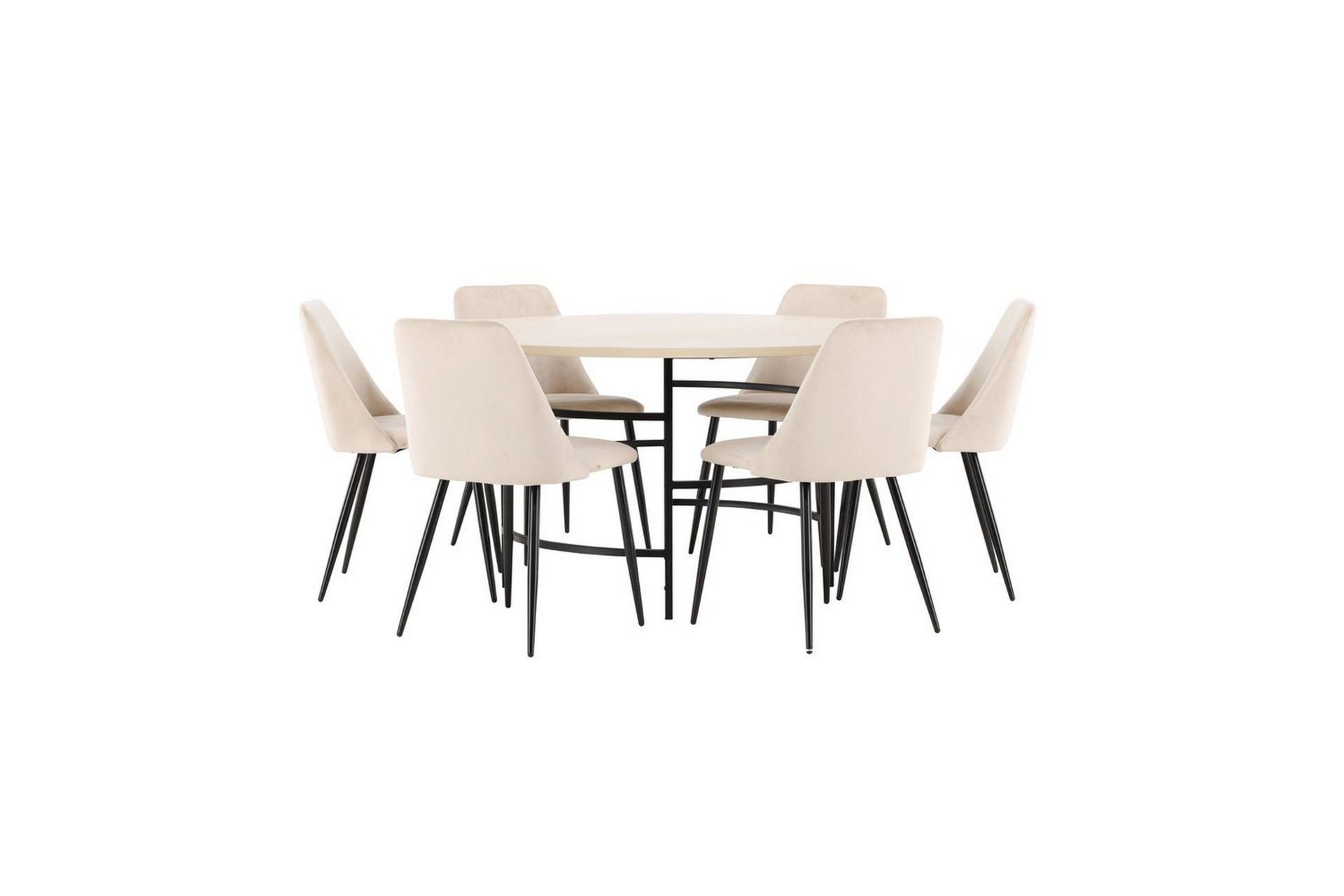 Matgrupp Copenhagen Runt 140 cm med 6st Night Stolar Vit / Svart - Vit / Svart