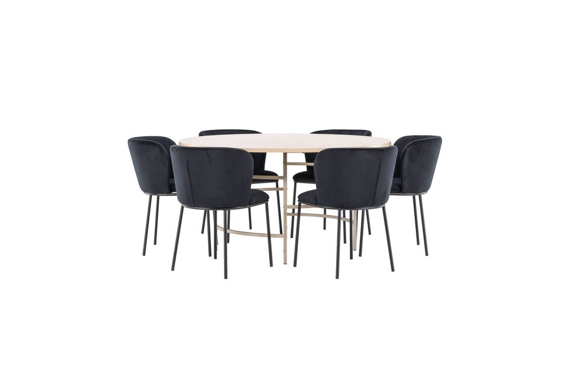 Matgrupp Copenhagen Runt 140 cm Vit/Beige med 6st Edina Stolar -