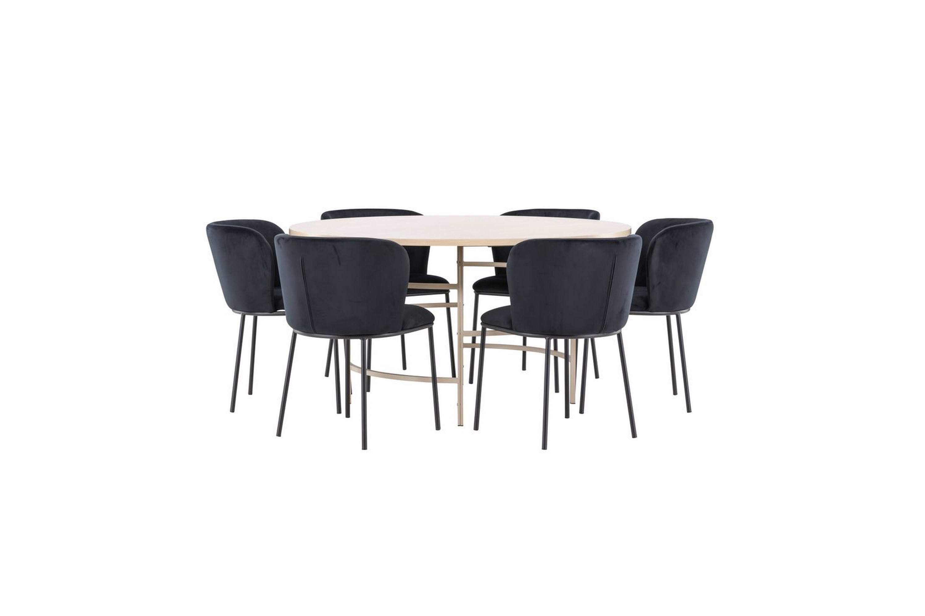 Matgrupp Copenhagen Runt 140 cm Vit/Beige med 6st Edina Stolar