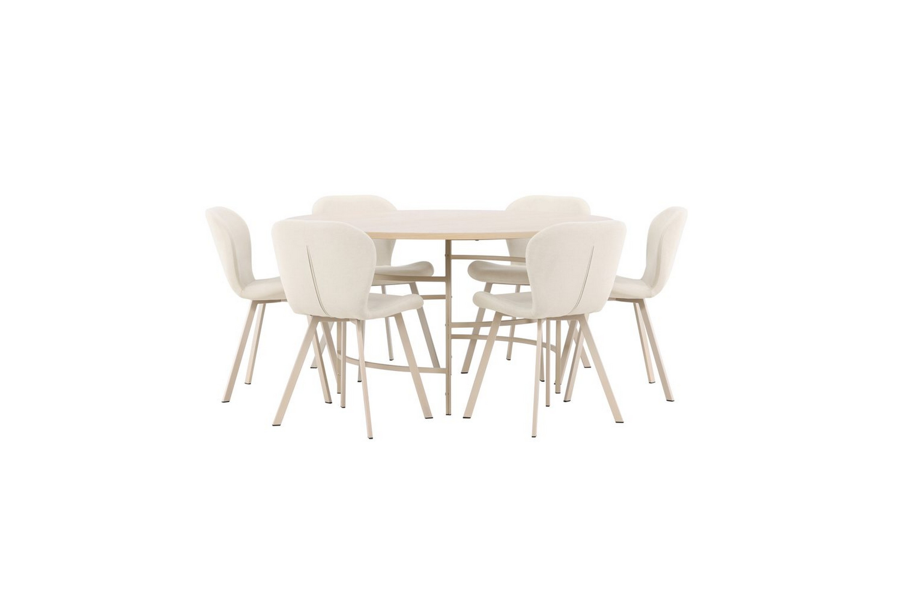Matgrupp Copenhagen Runt 140 cm Vit/Beige med 6st Lilja Stolar