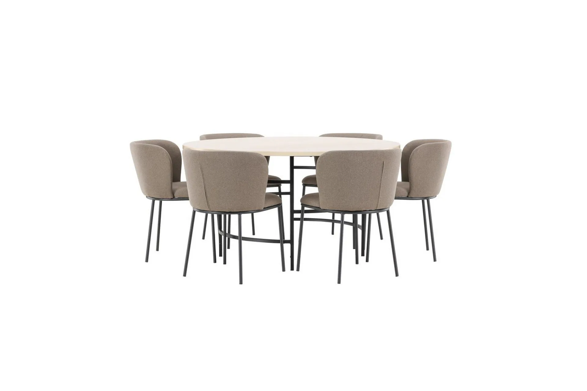 Matgrupp Copenhagen Runt 140 cm Vit/Svart med 6st Edina Stolar Svart / Brun - Svart / Brun
