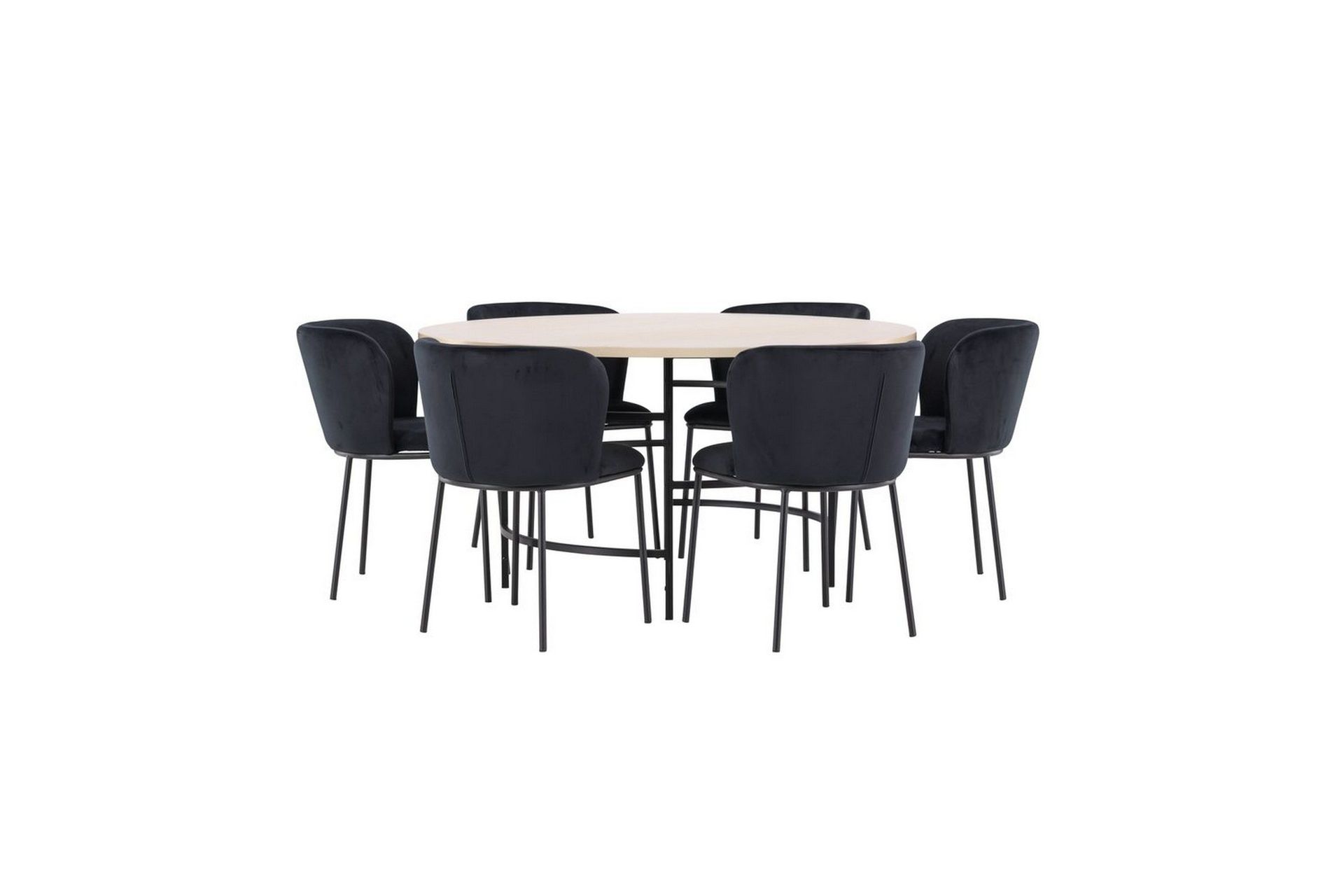 Matgrupp Copenhagen Runt 140 cm Vit/Svart med 6st Edina Stolar Svart - Svart