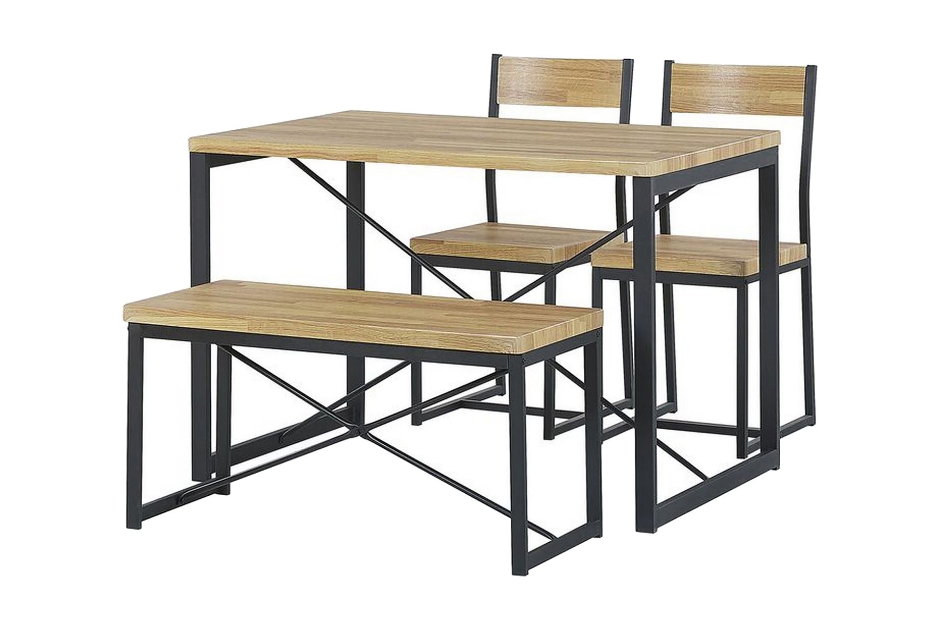 Flixton Matgrupp 110 cm Inkl 2 stolar + B&auml;nk - Ljusbrun/Svart