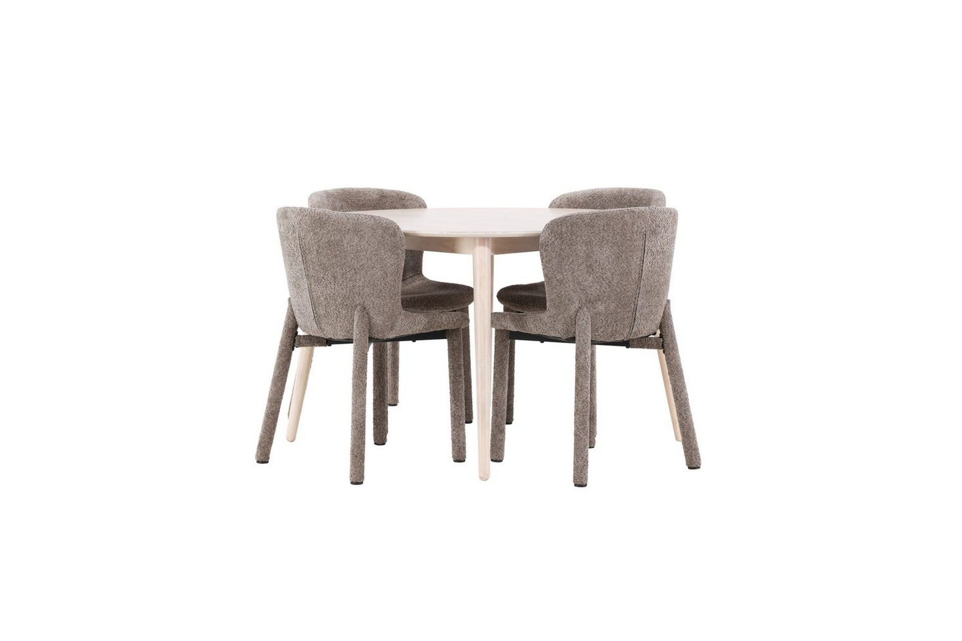 Matgrupp Flora Runt 120 cm Vit med 4st Astoria Stolar Brun - Brun