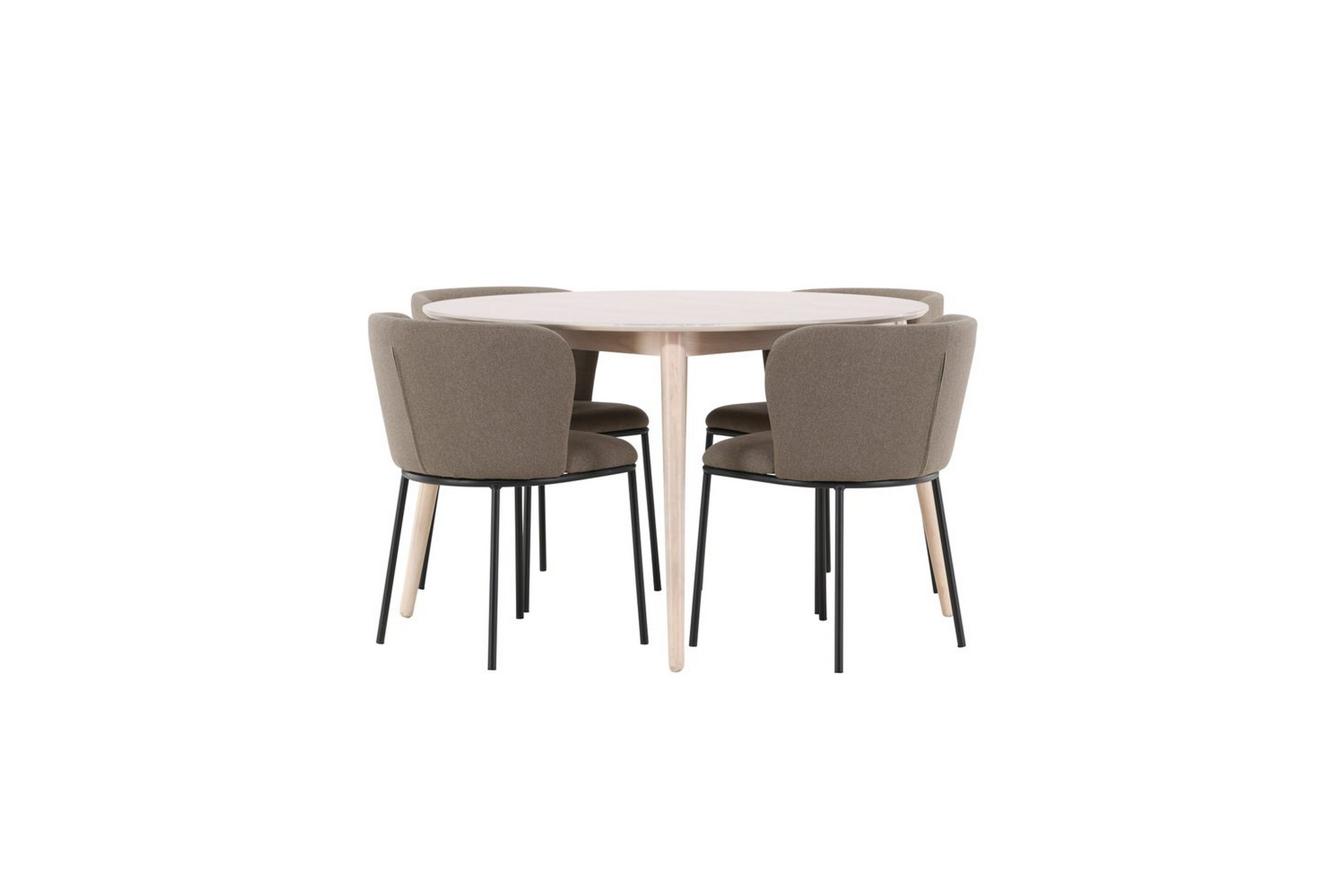 Matgrupp Flora Runt 120 cm Vit med 4st Edina Stolar Svart Brun Svart Brun