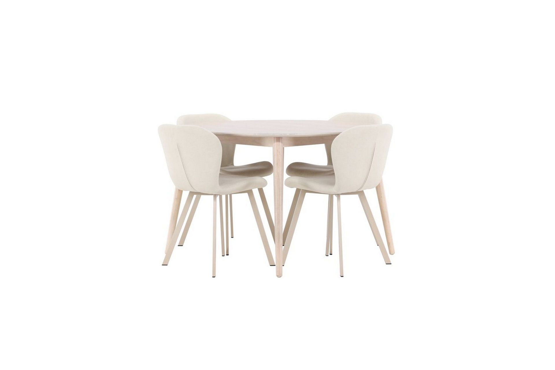 Matgrupp Flora Runt 120 cm Vit med 4st Lilja Stolar -