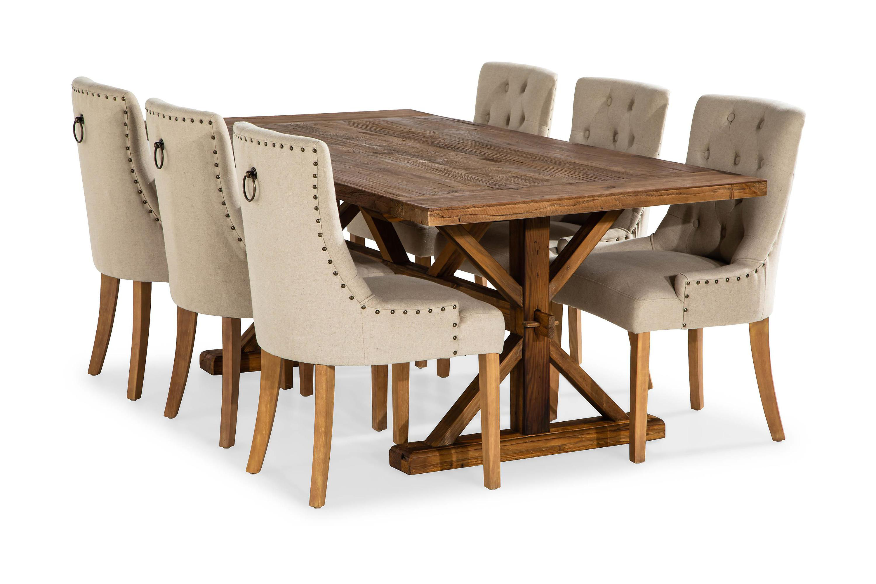 Förlängningsbar Matgrupp Yorkshire 200 cm med 6 Ophelia Stol NaturBeige
