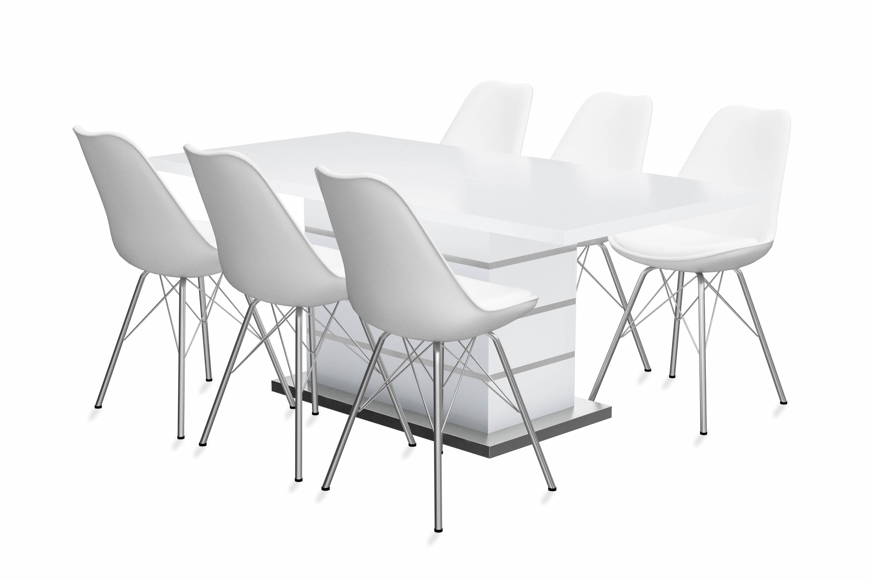 Förlängningsbart Matbord Malibu 180 cm Med 6 st Shell Matsto