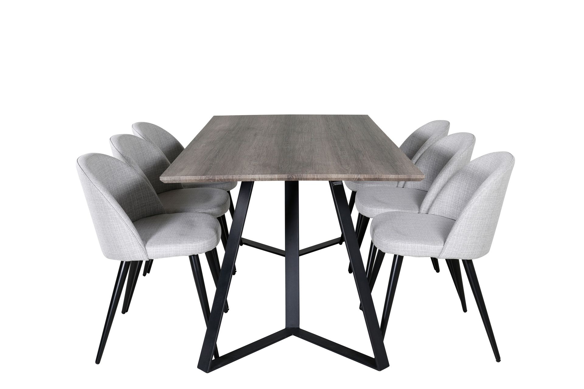 matgrupp granville 180 cm rektangulär med 6 longreone stolar - svart