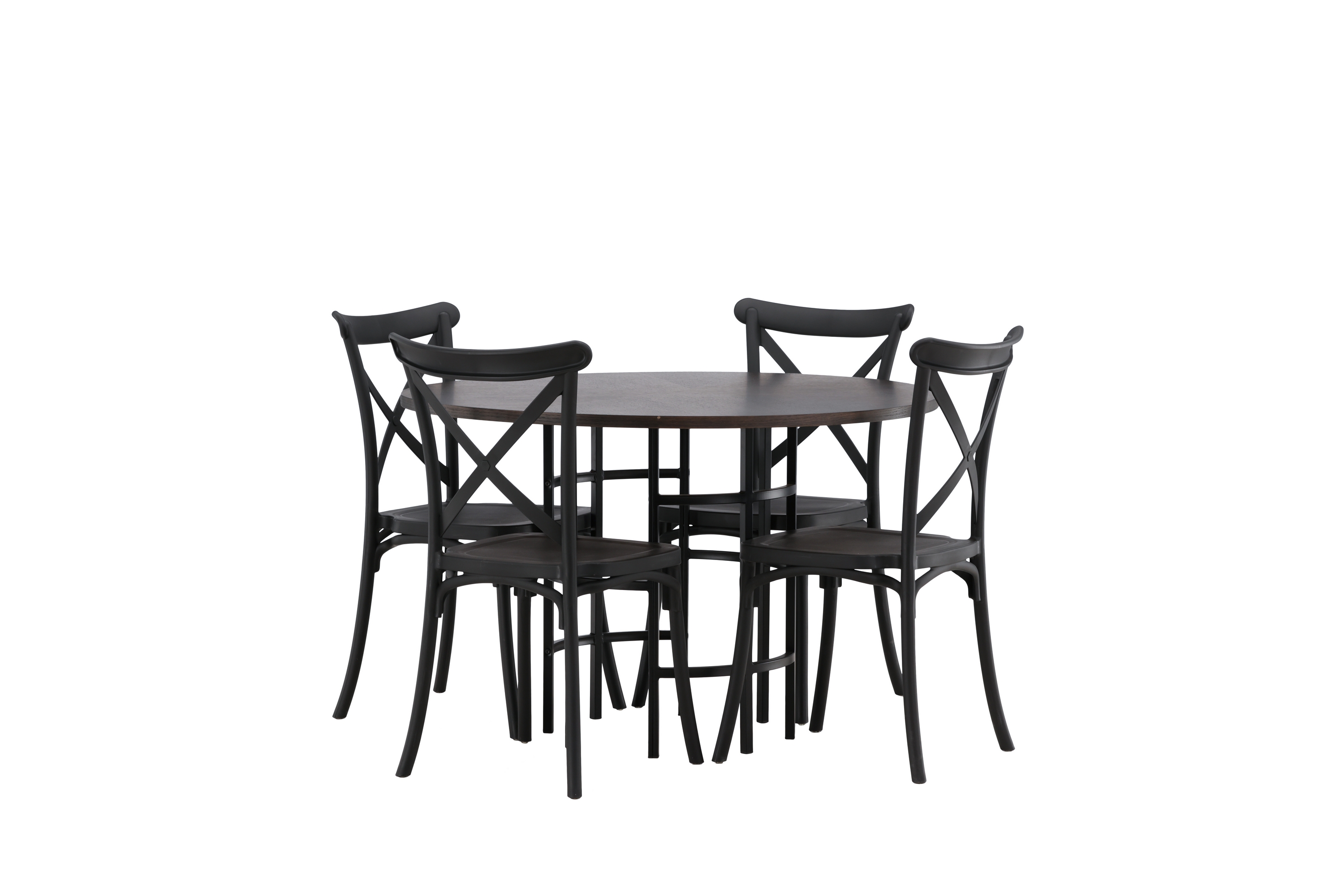 Matgrupp Hamnka 115 cm Rund med 4 Crosetto stolar Svart