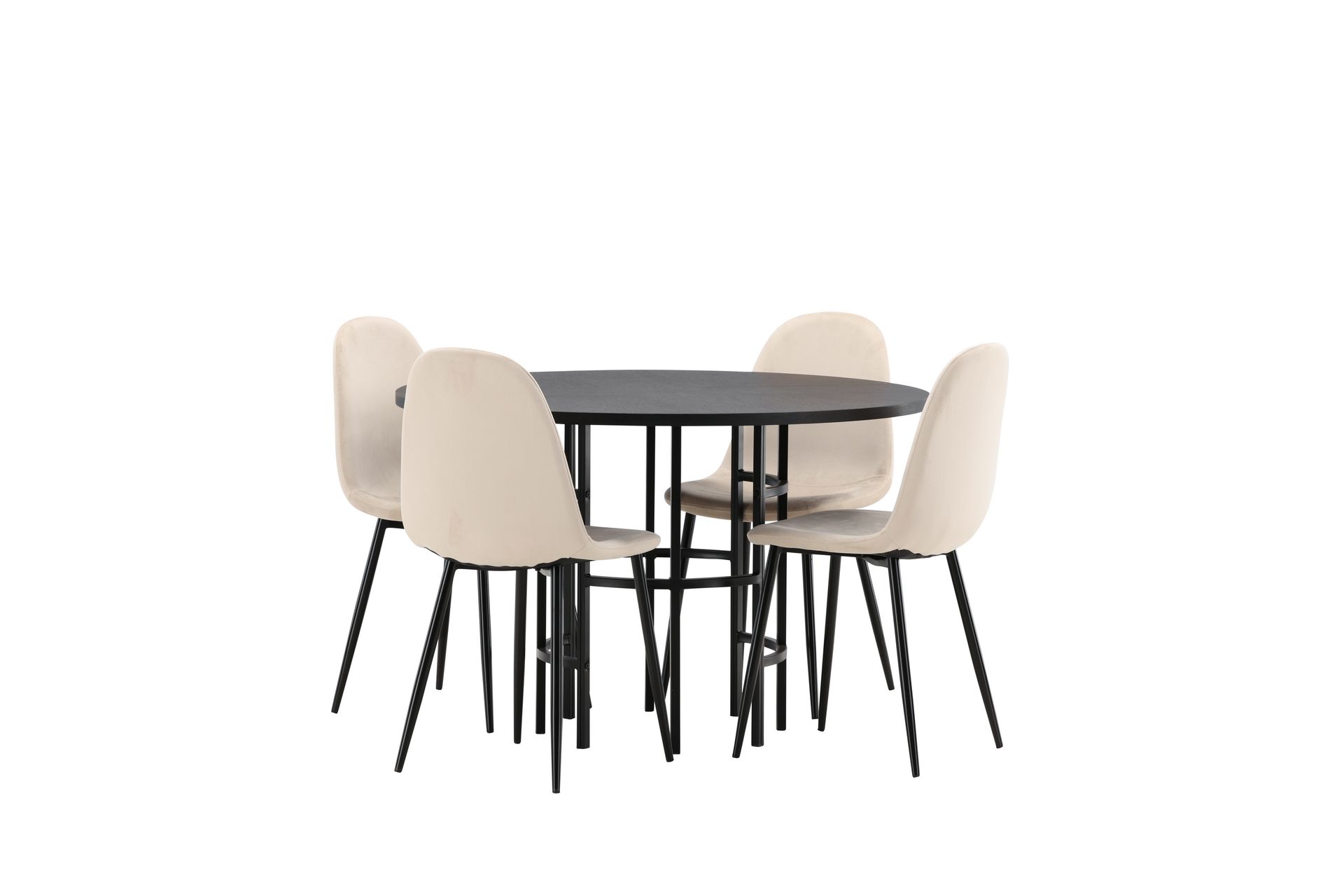 Matgrupp Hamnka  115 cm Rund med 4 Nicci stolar - Beige