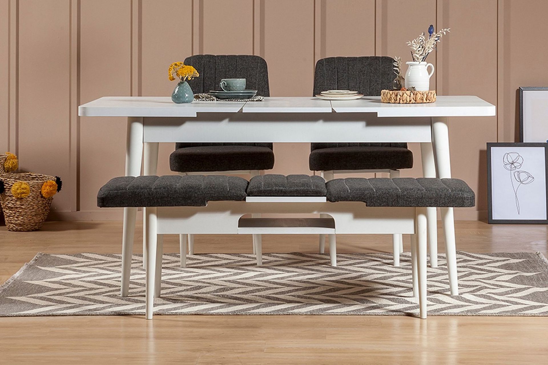 Idehult Matgrupp 4 delar 75 cm - Vit/Antracit