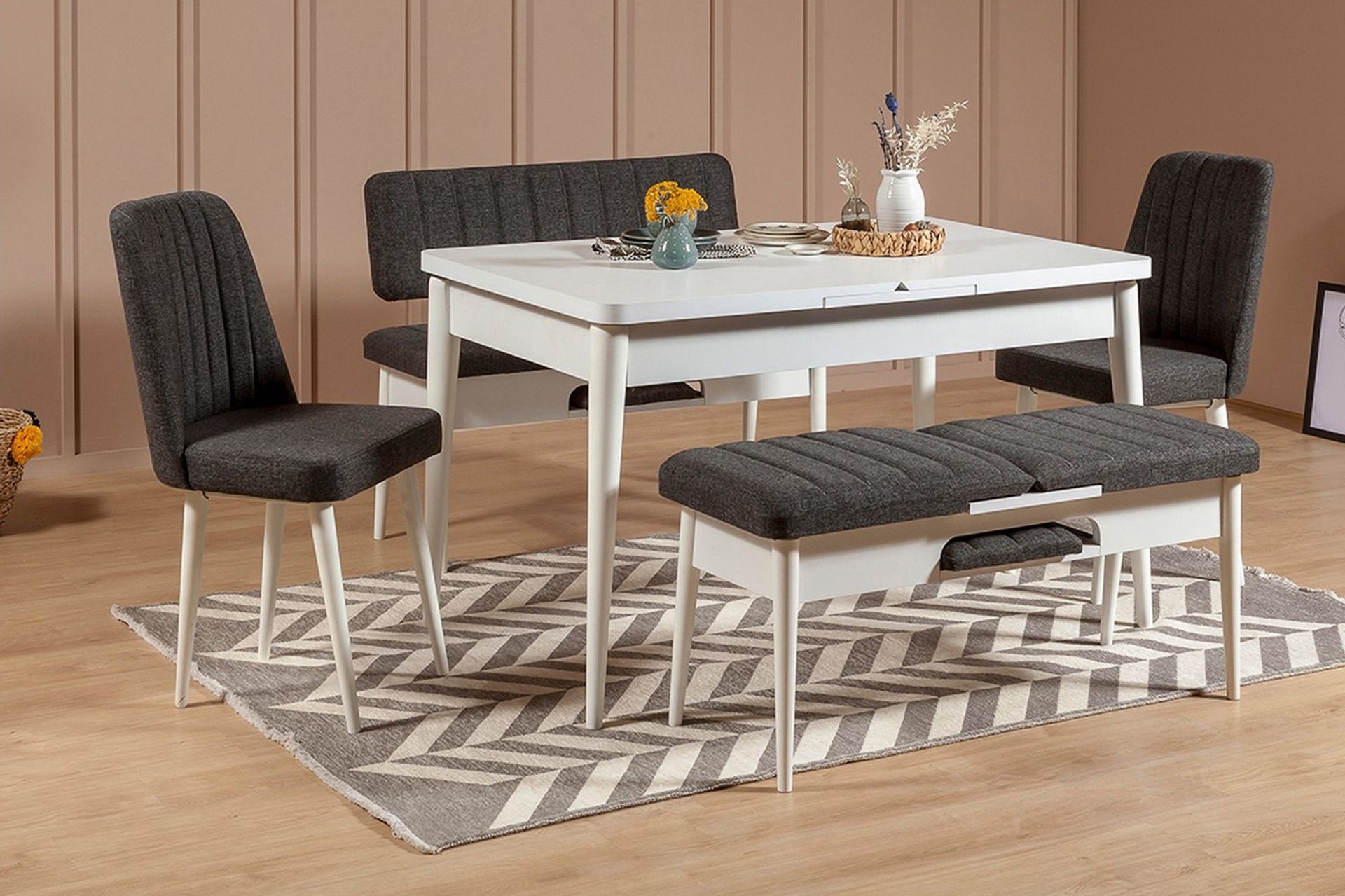 Idehult Matgrupp 5 delar 75 cm - Vit/Antracit