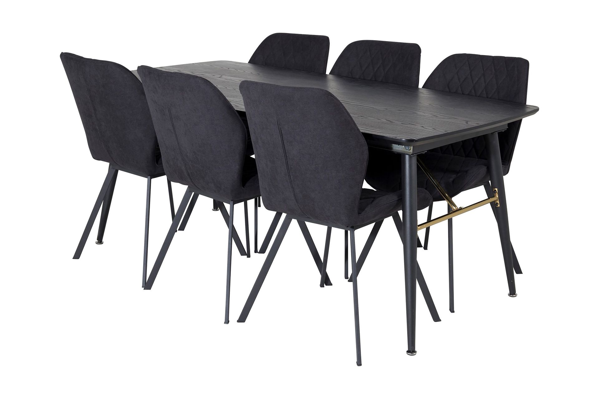 Irunea F&ouml;rl&auml;ngningsbar Matgrupp 180 cm inkl 6 Sumoas Stolar - Svart