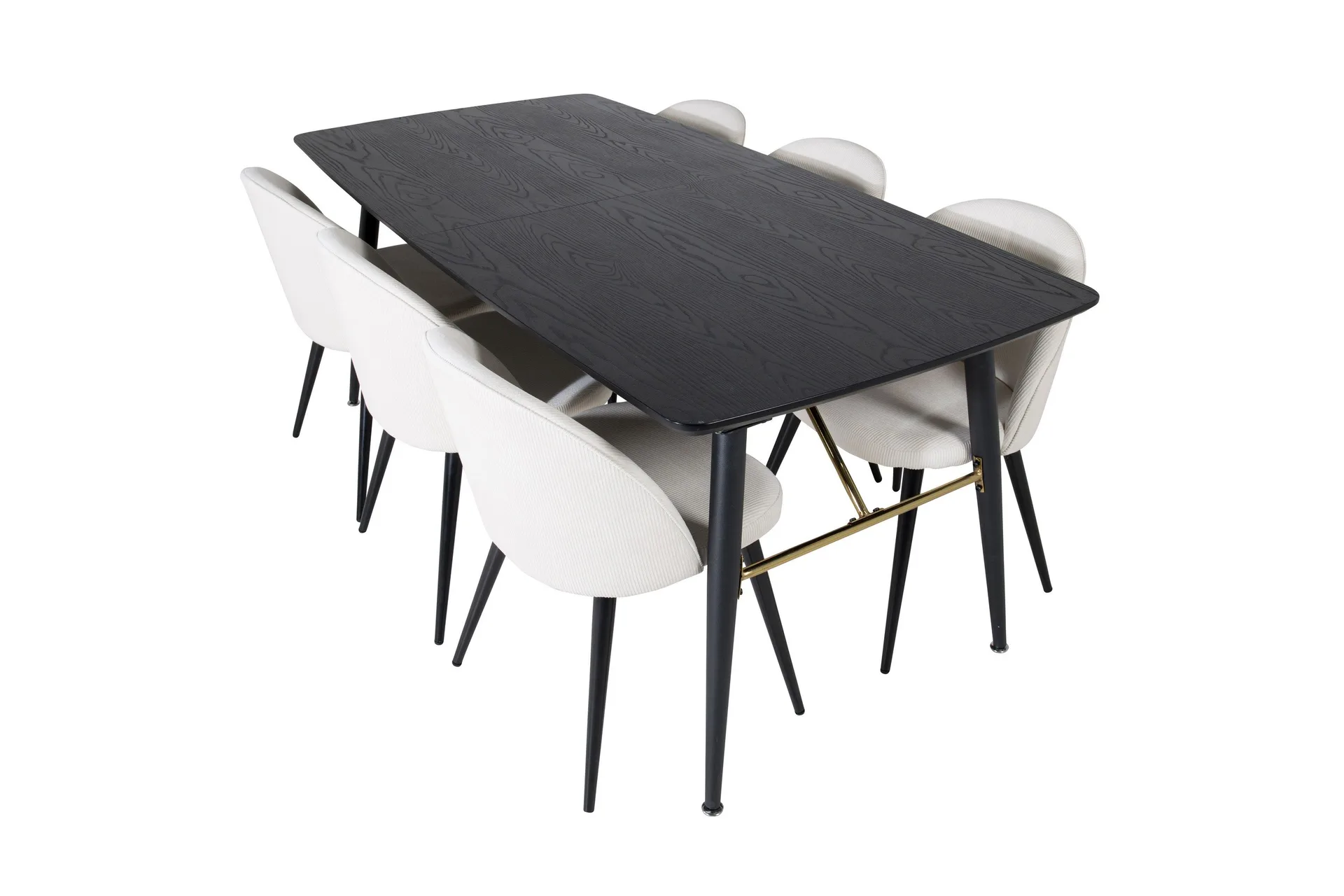 Irunea F&ouml;rl&auml;ngningsbar Matgrupp 180 cm inkl 6 Valera Stolar - Svart/Beige/Manchester