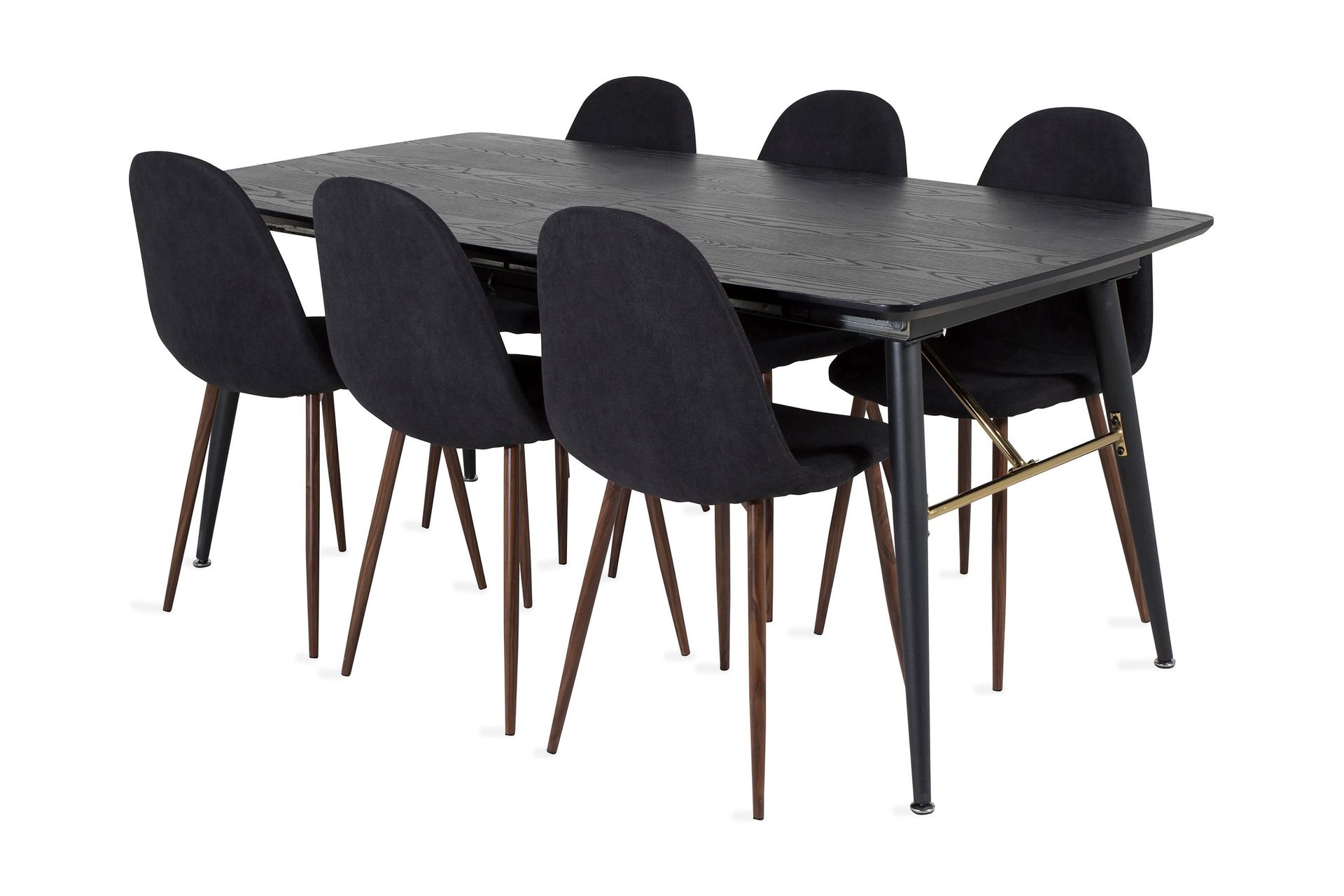 Irunea F&ouml;rl&auml;ngningsbar Matgrupp 180 cm inkl 6 Ypas Stolar - Svart/Brun