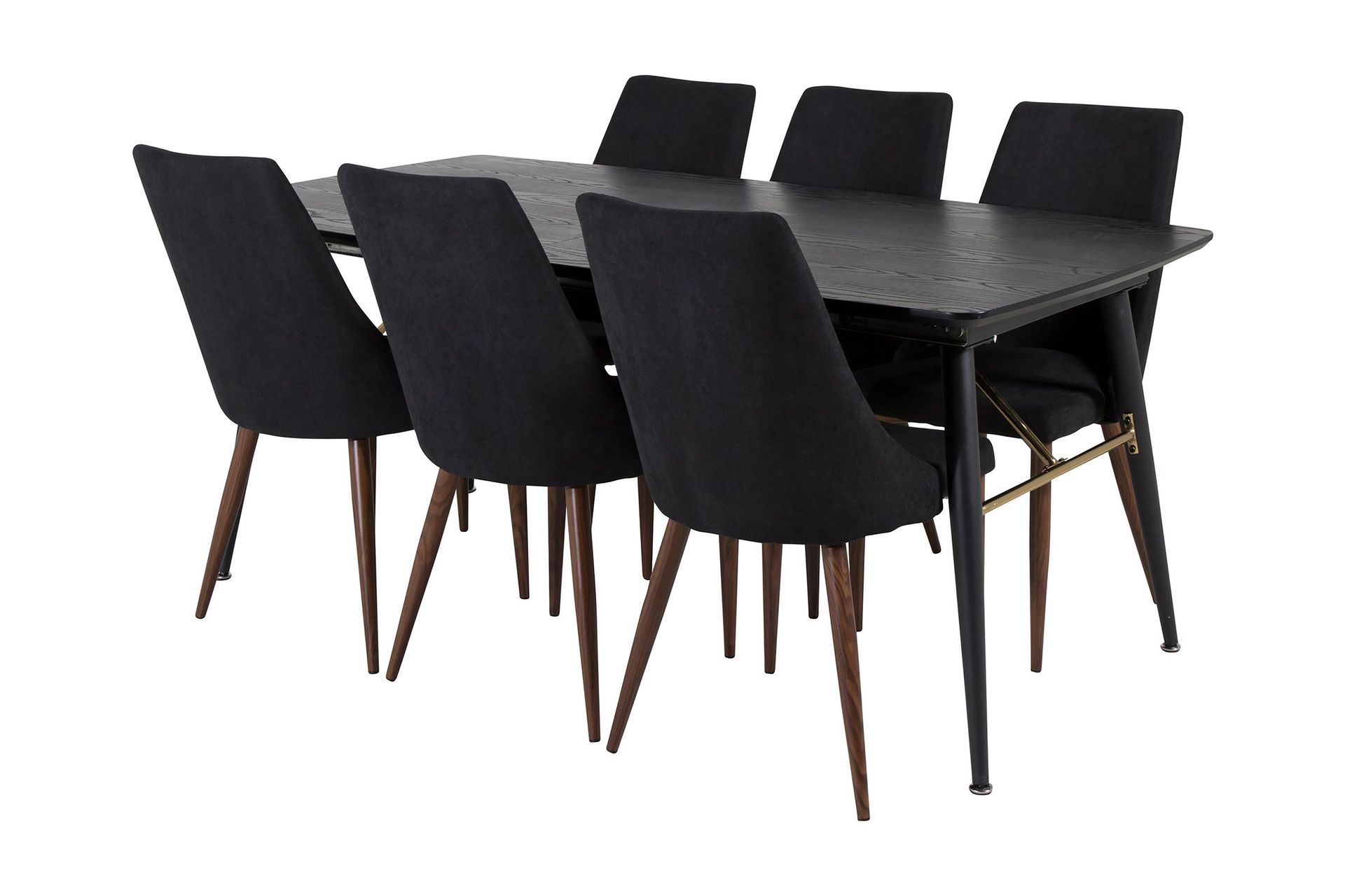 Irunea F&ouml;rl&auml;ngningsbar Matgrupp 180cm inkl 6 Campomar Stolar - Svart/Brun