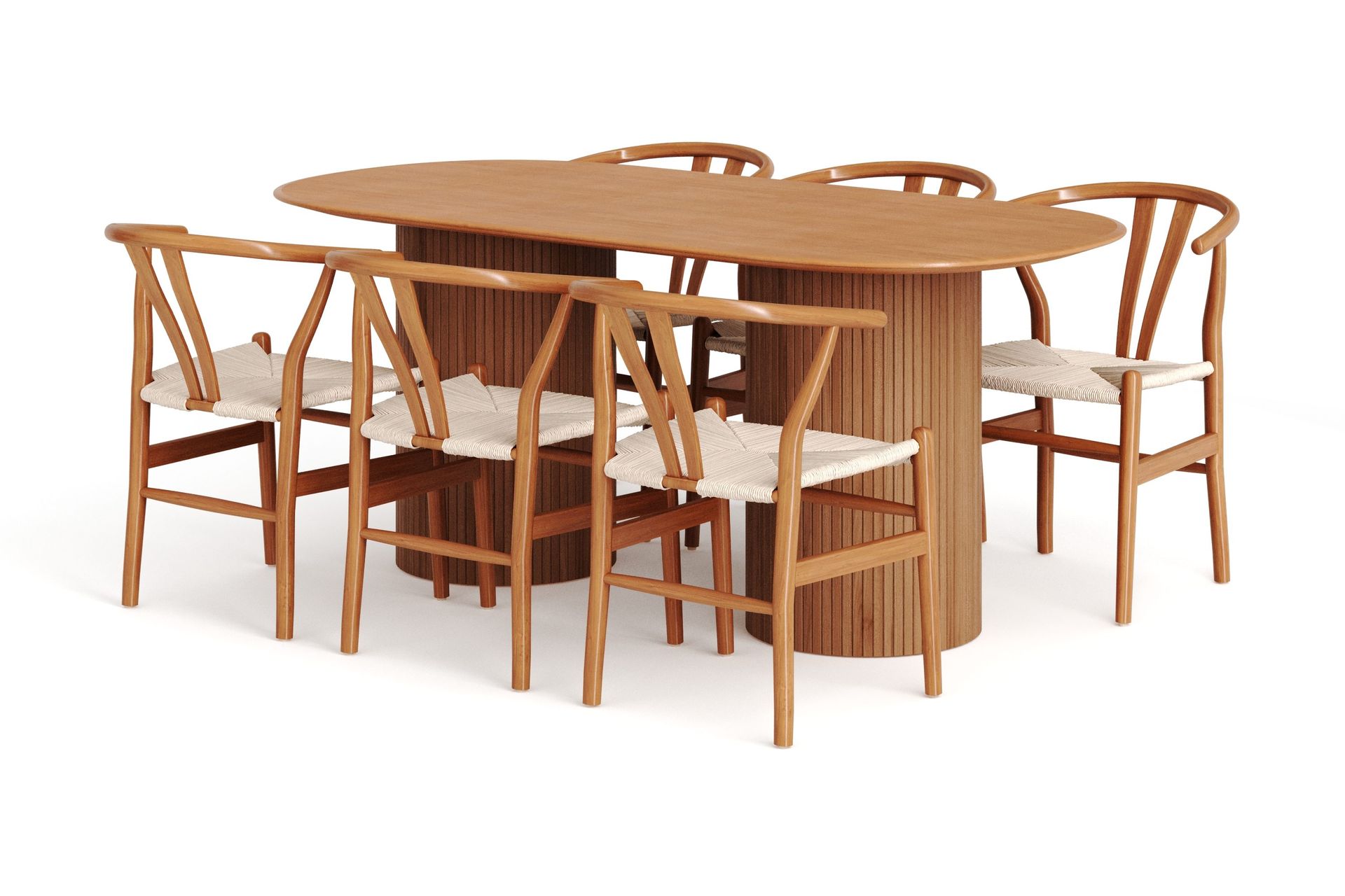 Kopparbo Matgrupp oval 180 cm Ek med 6 Dastoori Matstolar - Ek