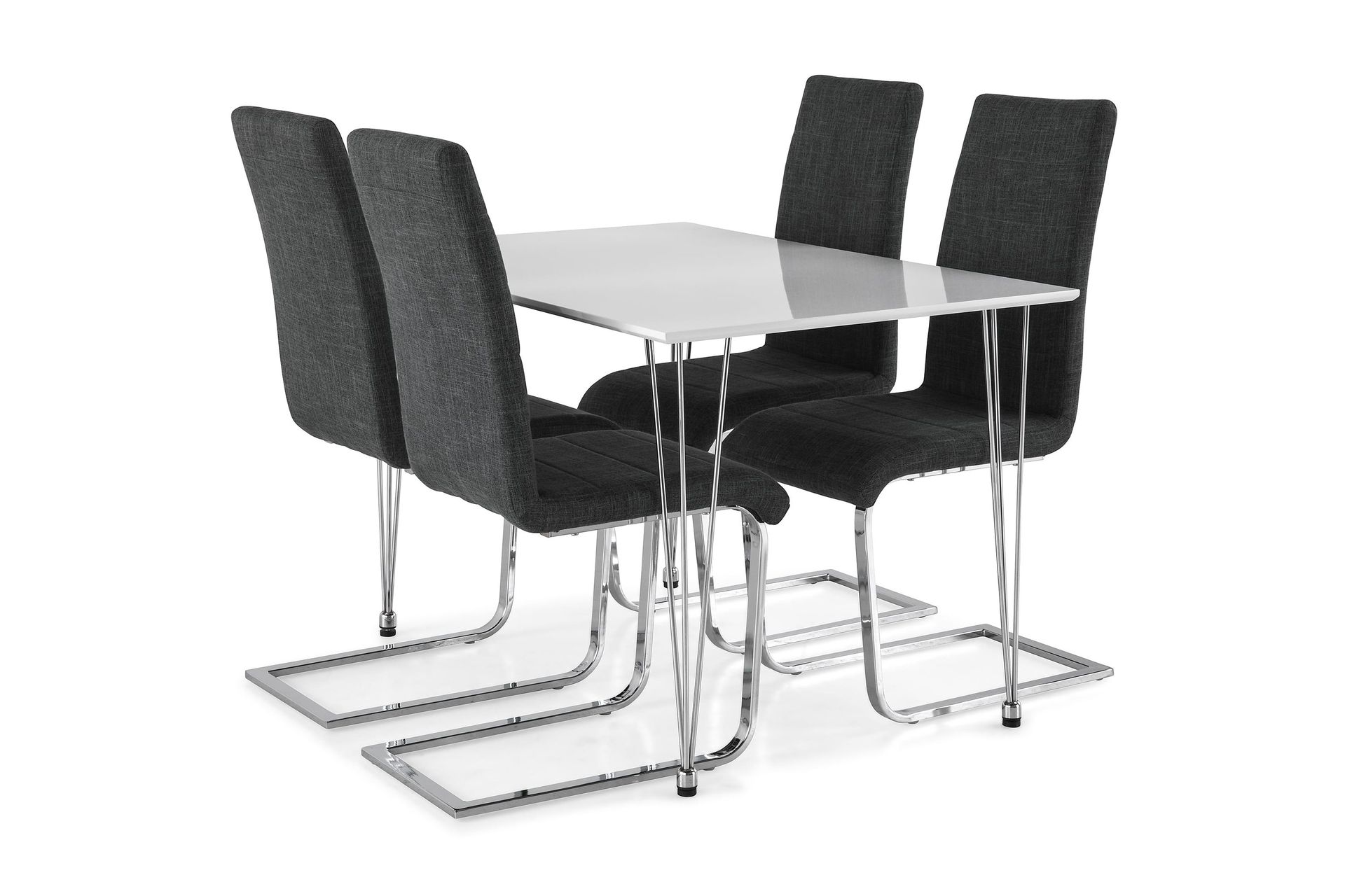 Kronblom Matgrupp 120 cm med 4 Cibus Stol - Vit/Krom/Gr&aring;