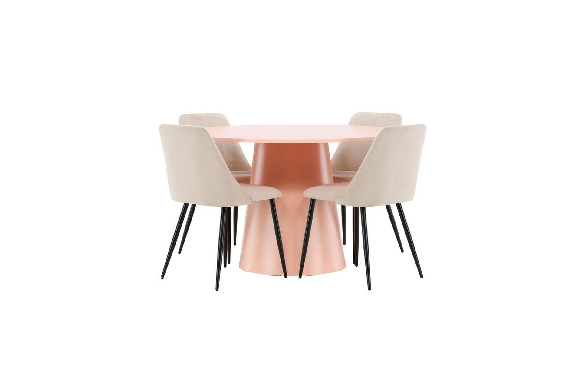 Matgrupp Lanzo Runt 120 cm med 4st Night Stolar Rosa - Rosa