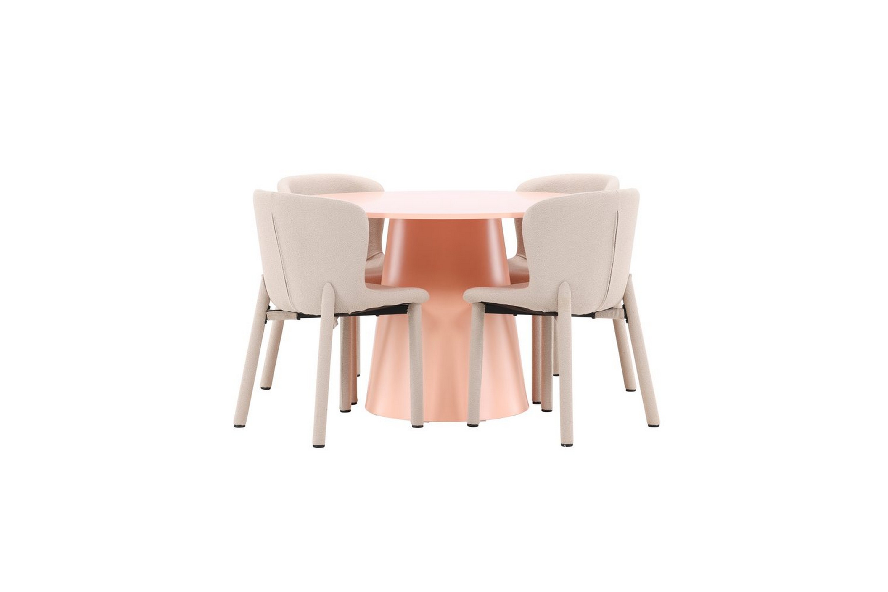 Matgrupp Lanzo Runt 120 cm Rosa med 4st Astoria Stolar Beige Beige