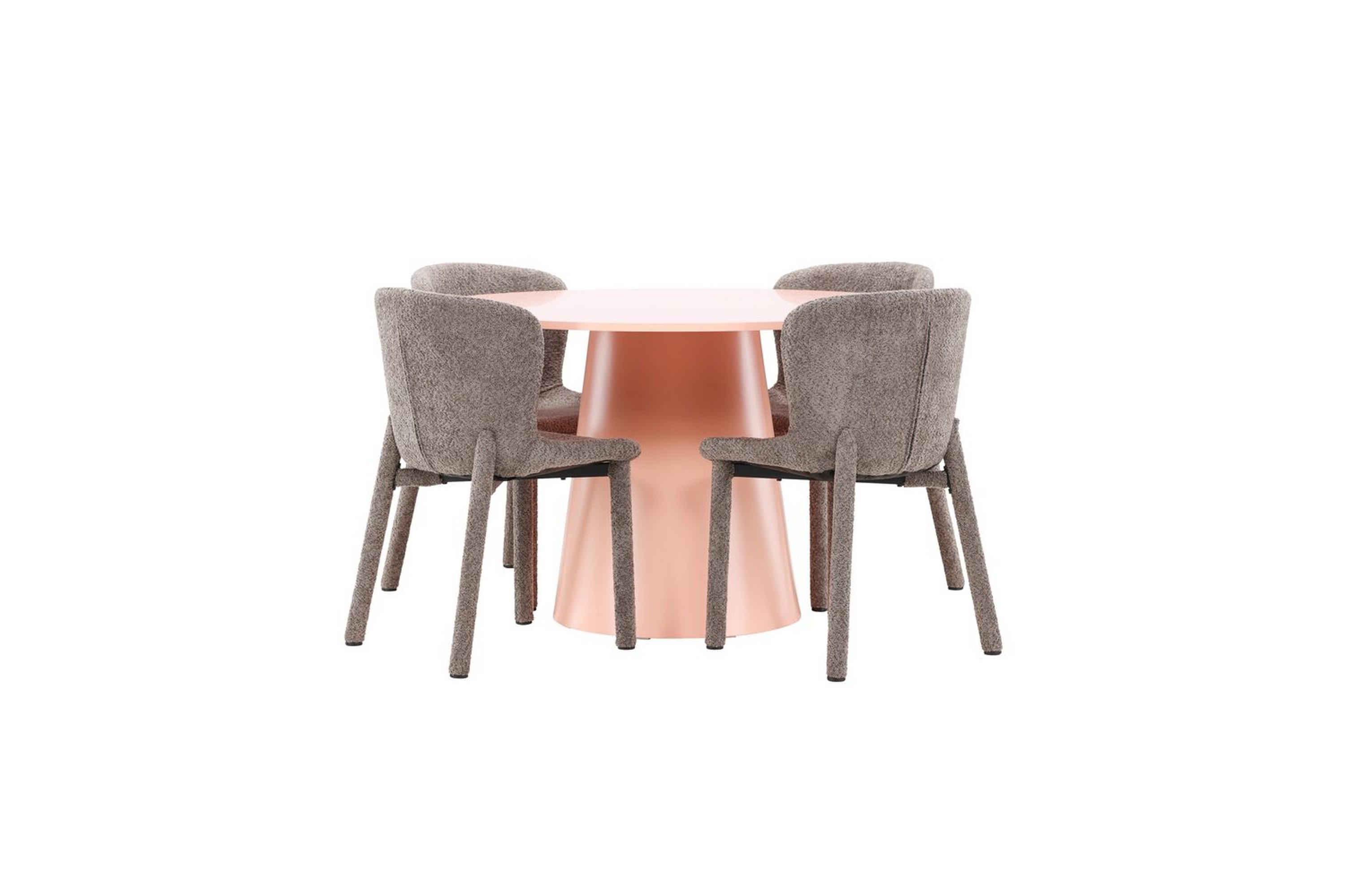 Matgrupp Lanzo Runt 120 cm Rosa med 4st Astoria Stolar Brun Brun
