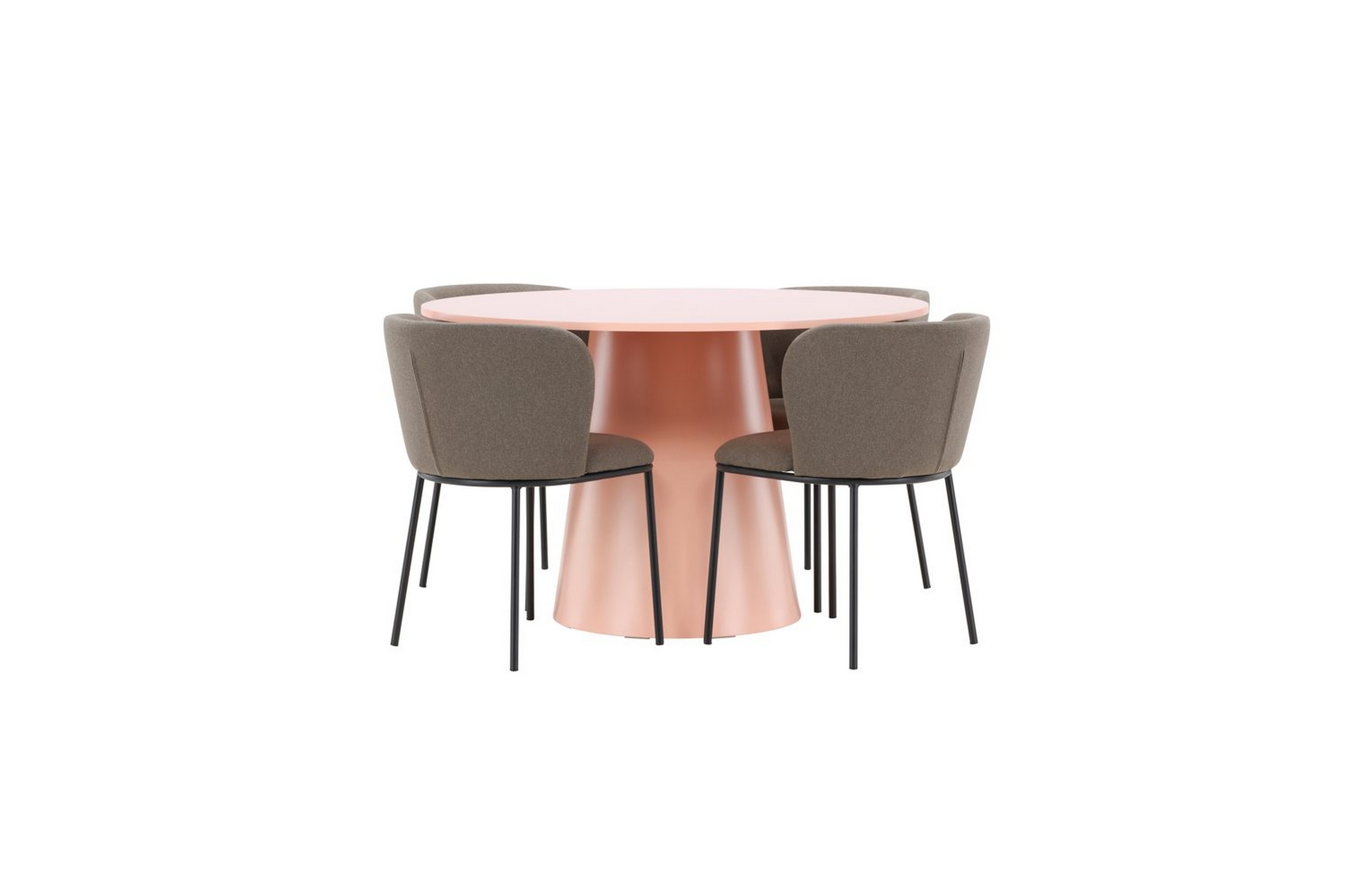 Matgrupp Lanzo Runt 120 cm Rosa med 4st Edina Stolar Svart Brun Svart Brun