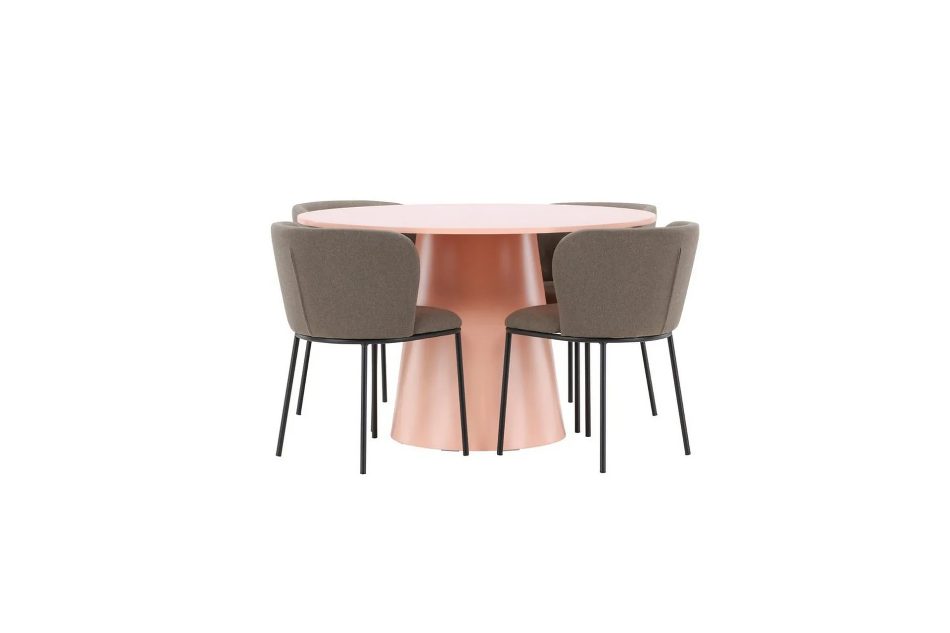 Matgrupp Lanzo Runt 120 cm Rosa med 4st Edina Stolar Svart / Brun - Svart / Brun