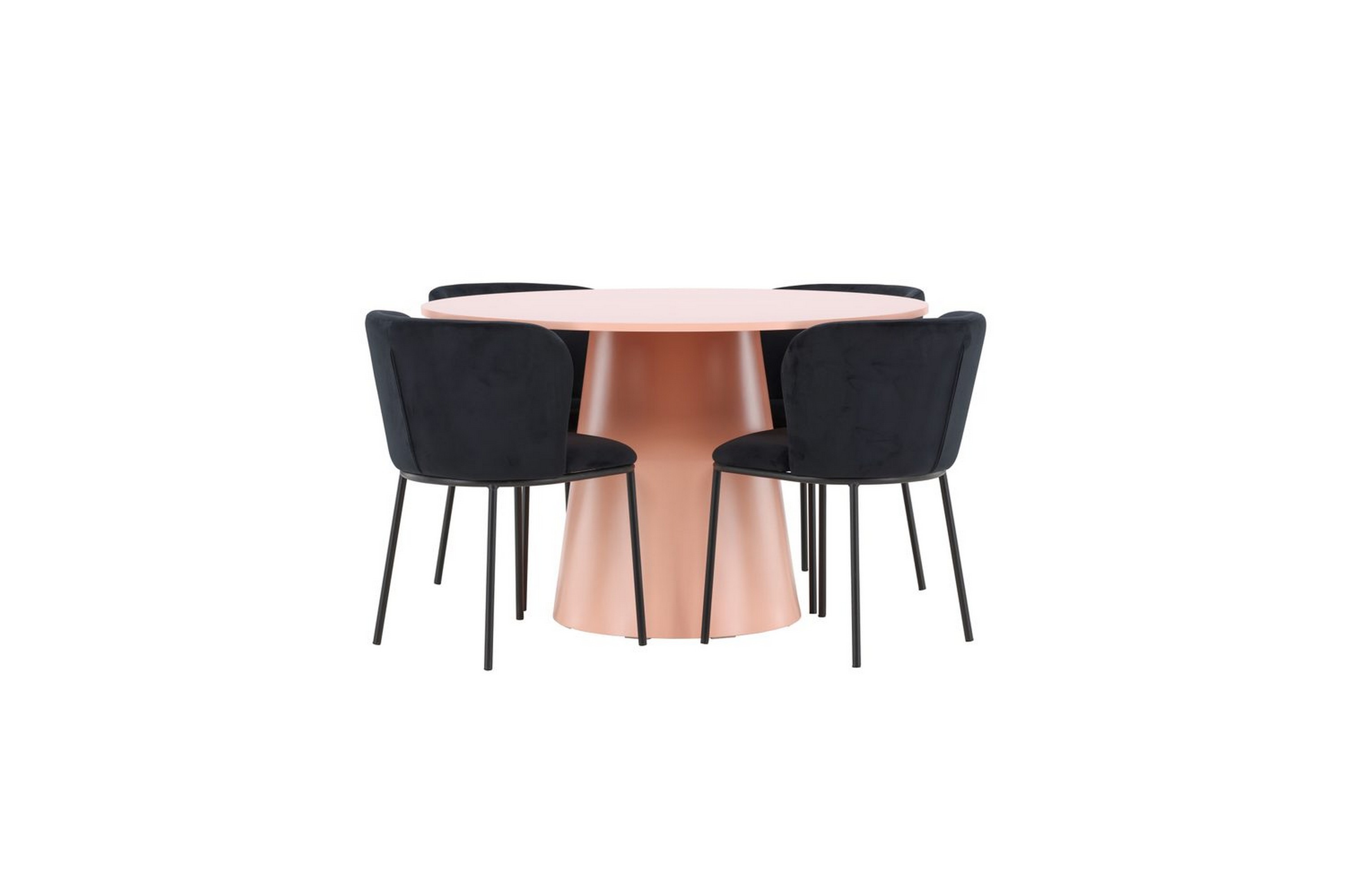 Matgrupp Lanzo Runt 120 cm Rosa med 4st Edina Stolar Svart Svart