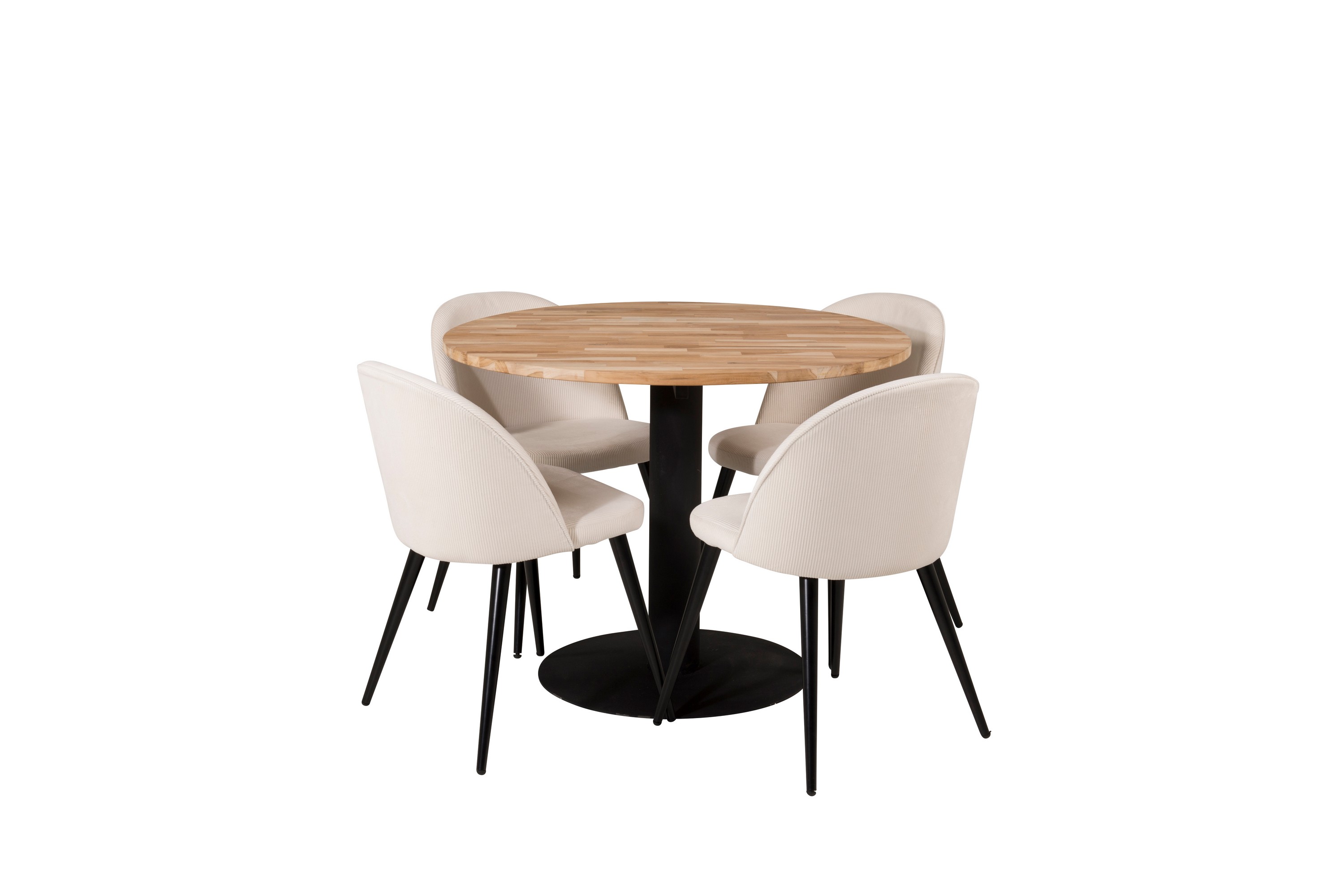 Matgrupp Laura 100 cm Rund med 4 Longreone Stolar Beige