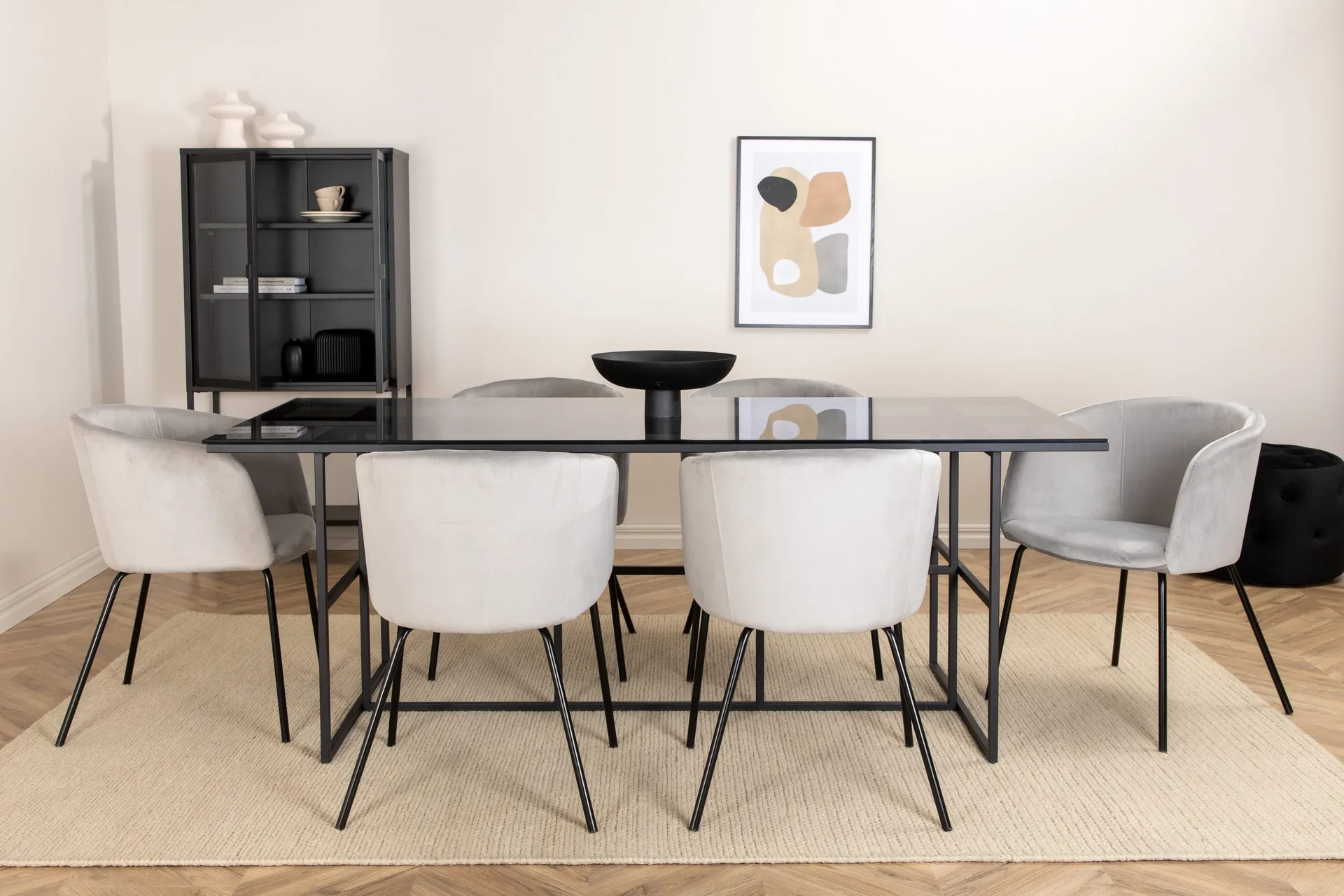 Leifa Matgrupp 200 cm inkl 6 Berita Stolar - Svart/Gr&aring;