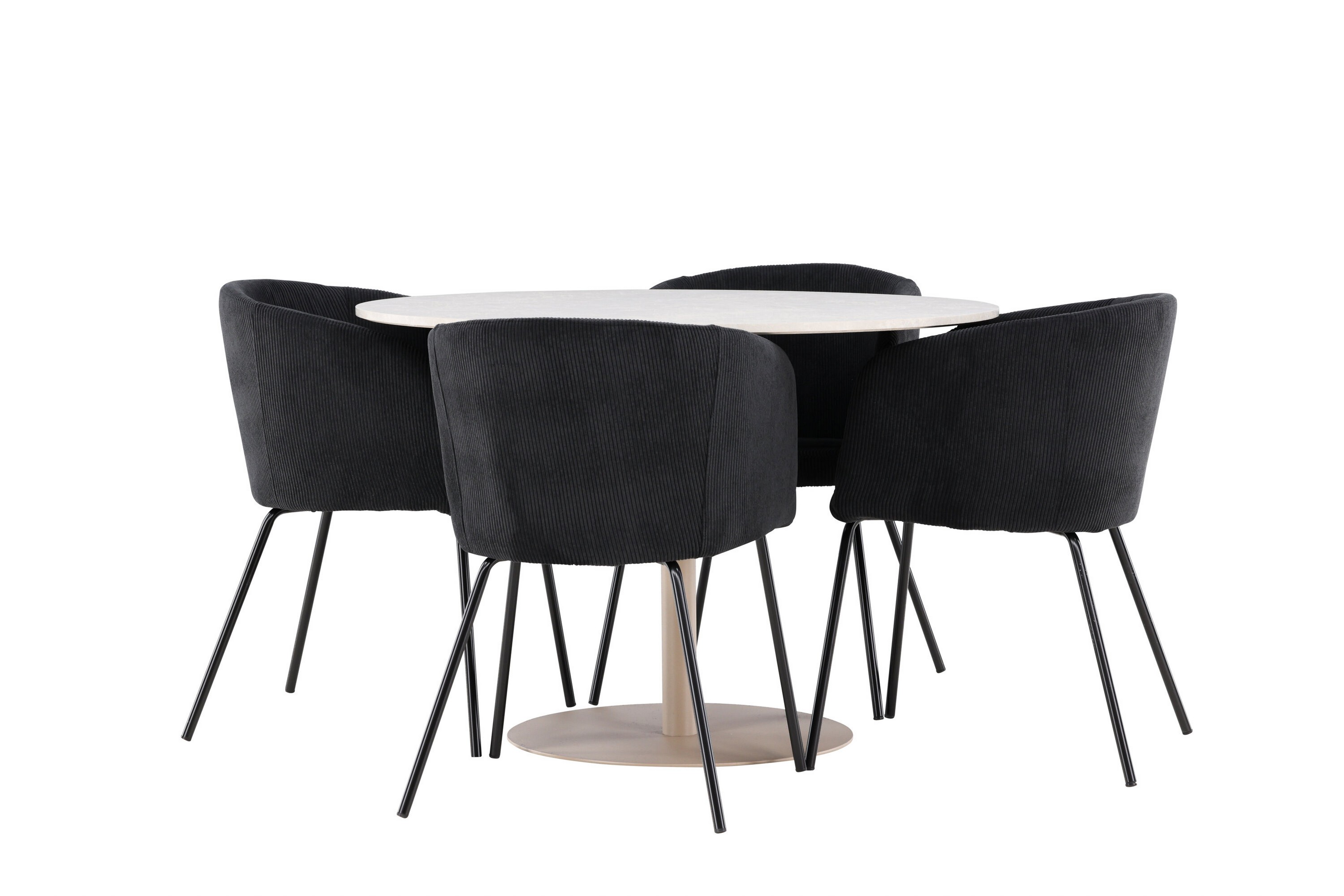 Matgrupp Lycke 110 cm Rund med 4 Berit stolar Beige/Svart