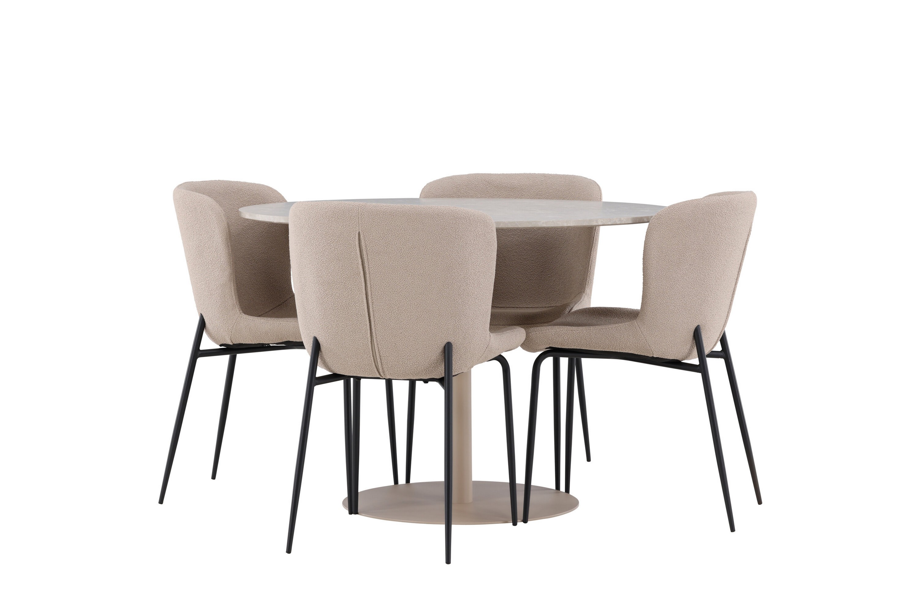 Matgrupp Lycke 110 cm Rund med 4 Modesto stolar Beige/Beige