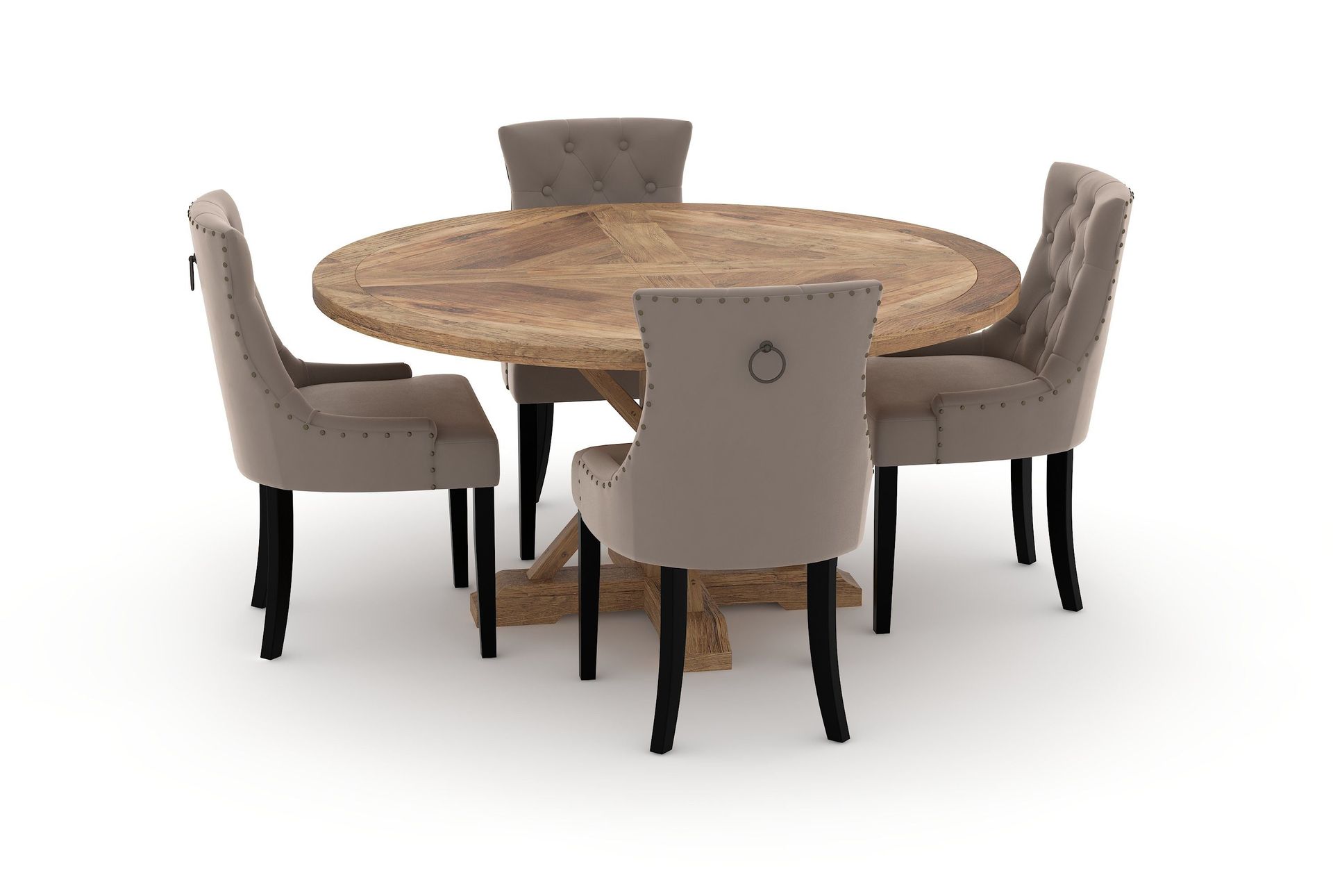 Lyon Matbord 150 cm Runt med 4st Viktoria Matstol - Brun