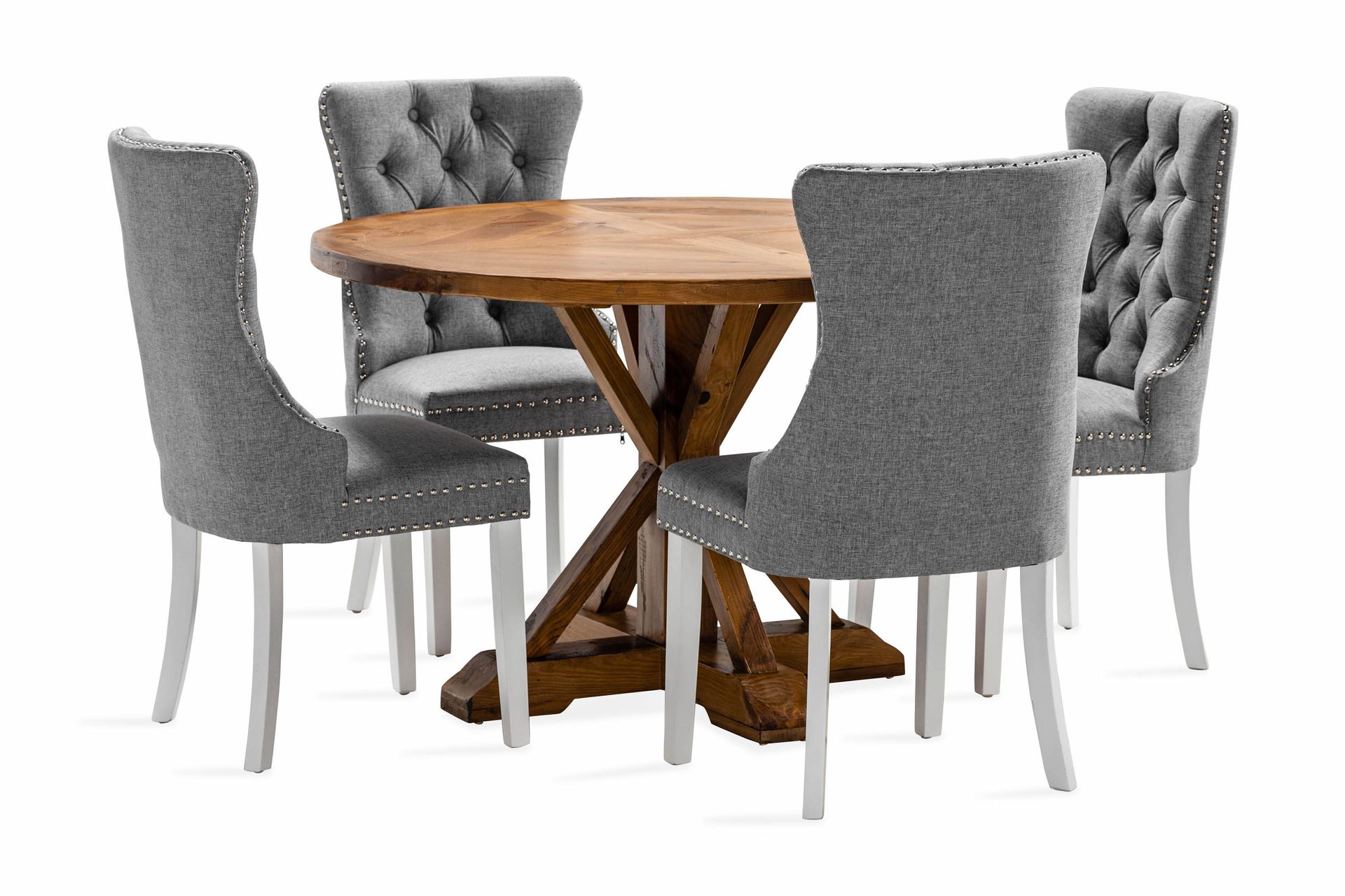 lyon matgrupp 120 cm rund inkl 4 bergviken stolar - brun