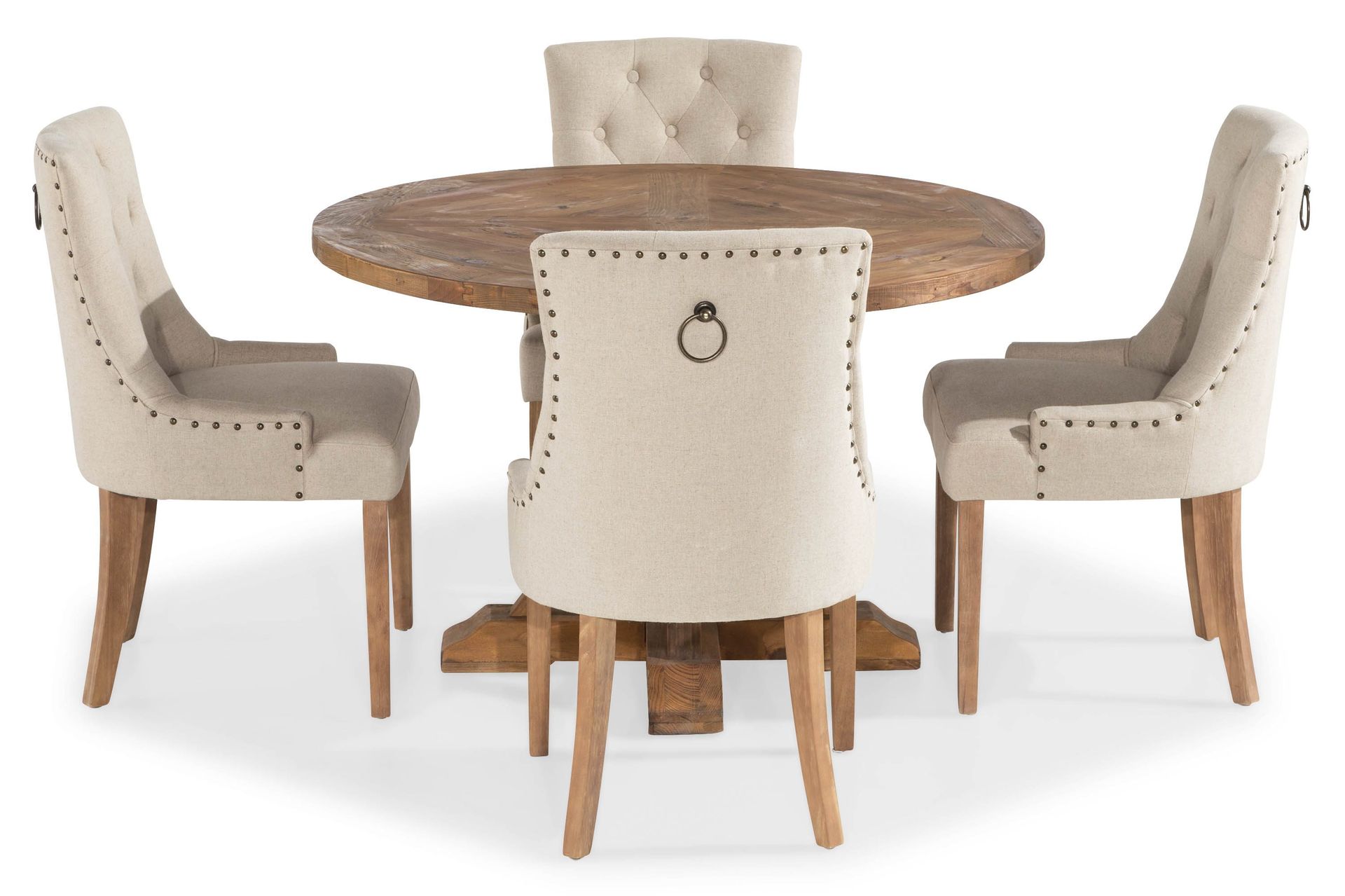 lyon matgrupp rund med 4 st viktoria fåtölj - trä / beige