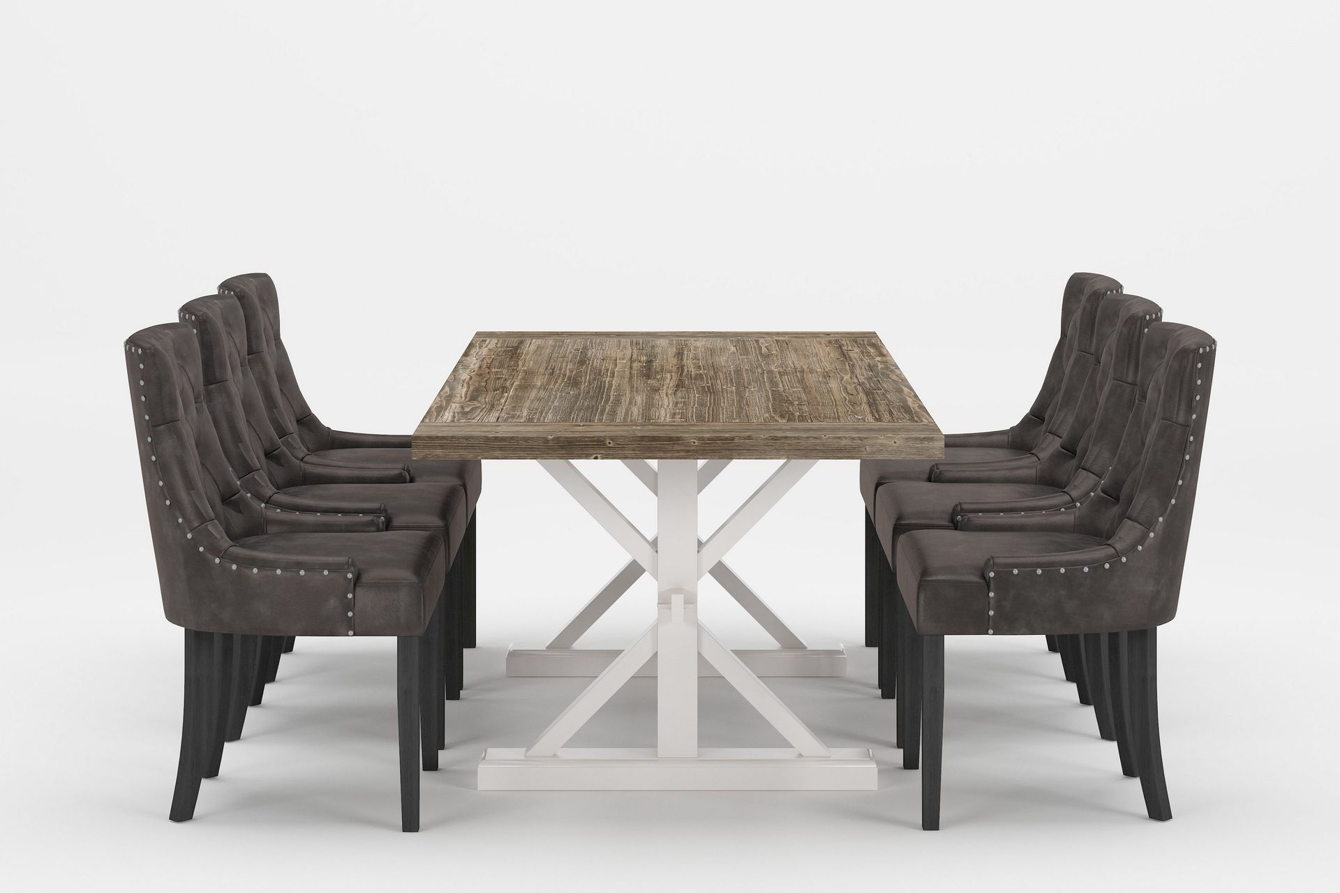 Lyon Premium F&ouml;rl&auml;ngningsbar Matgrupp 200-290 cm + 6 Tuva St - Gr&aring;/Brun