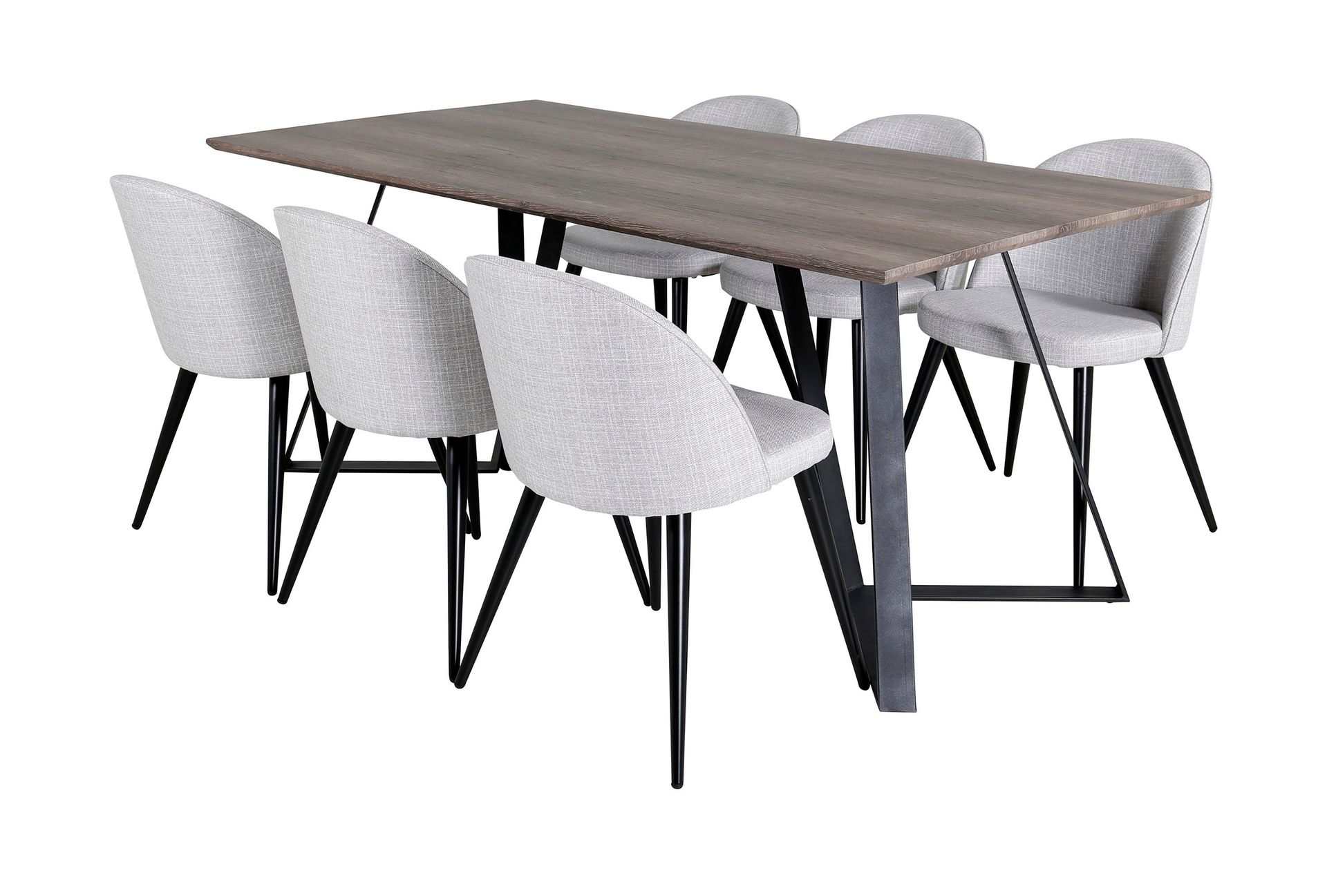 Malvina Matgrupp 180 cm inkl 6 Sedavi Stolar - Gr&aring;/Svart