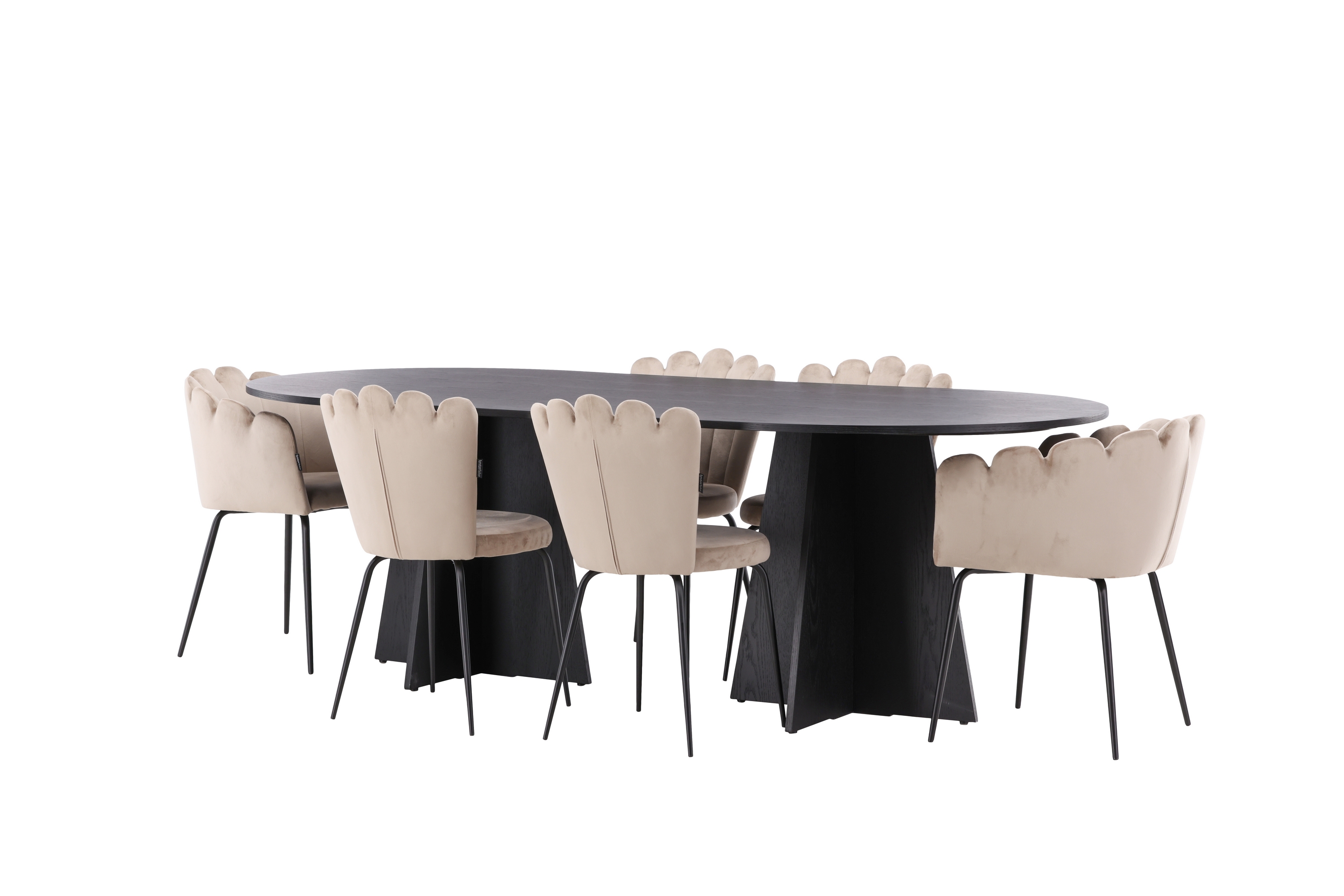 Matgrupp Manciat 230 cm Oval med 4 Limhamn stolar Beige