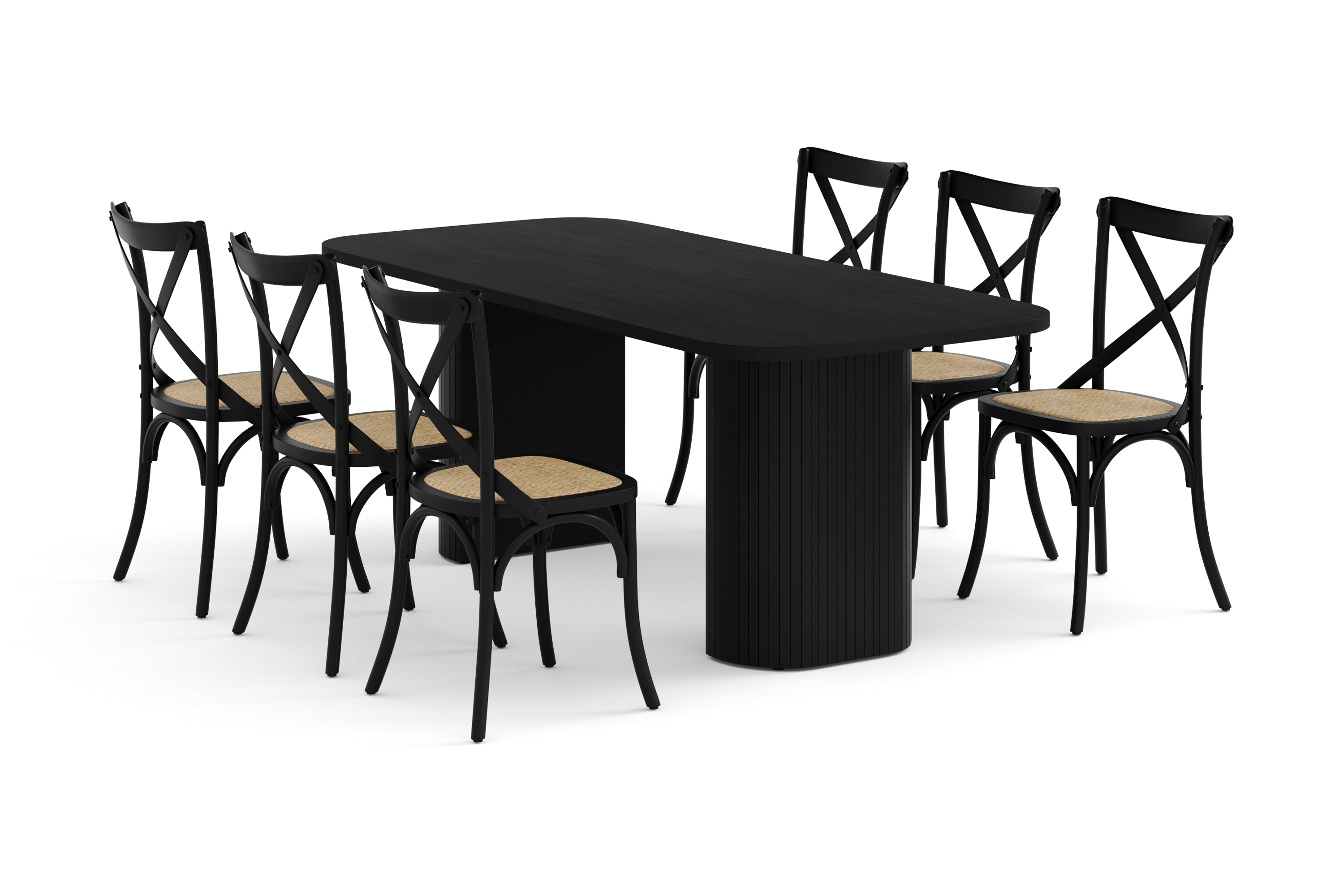 Matbord Kopparbo 200 cm med 6 Matstolar Prumerland Svart