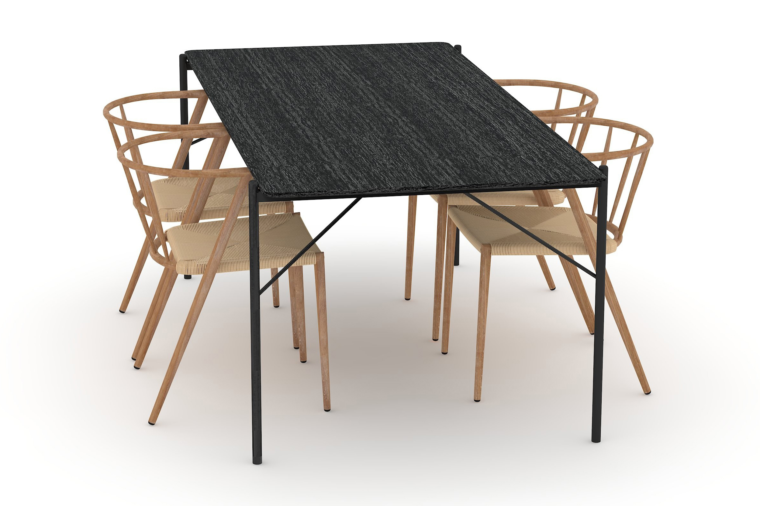 Matbord Leeling 200 cm med 4st Matstol Radella Svart