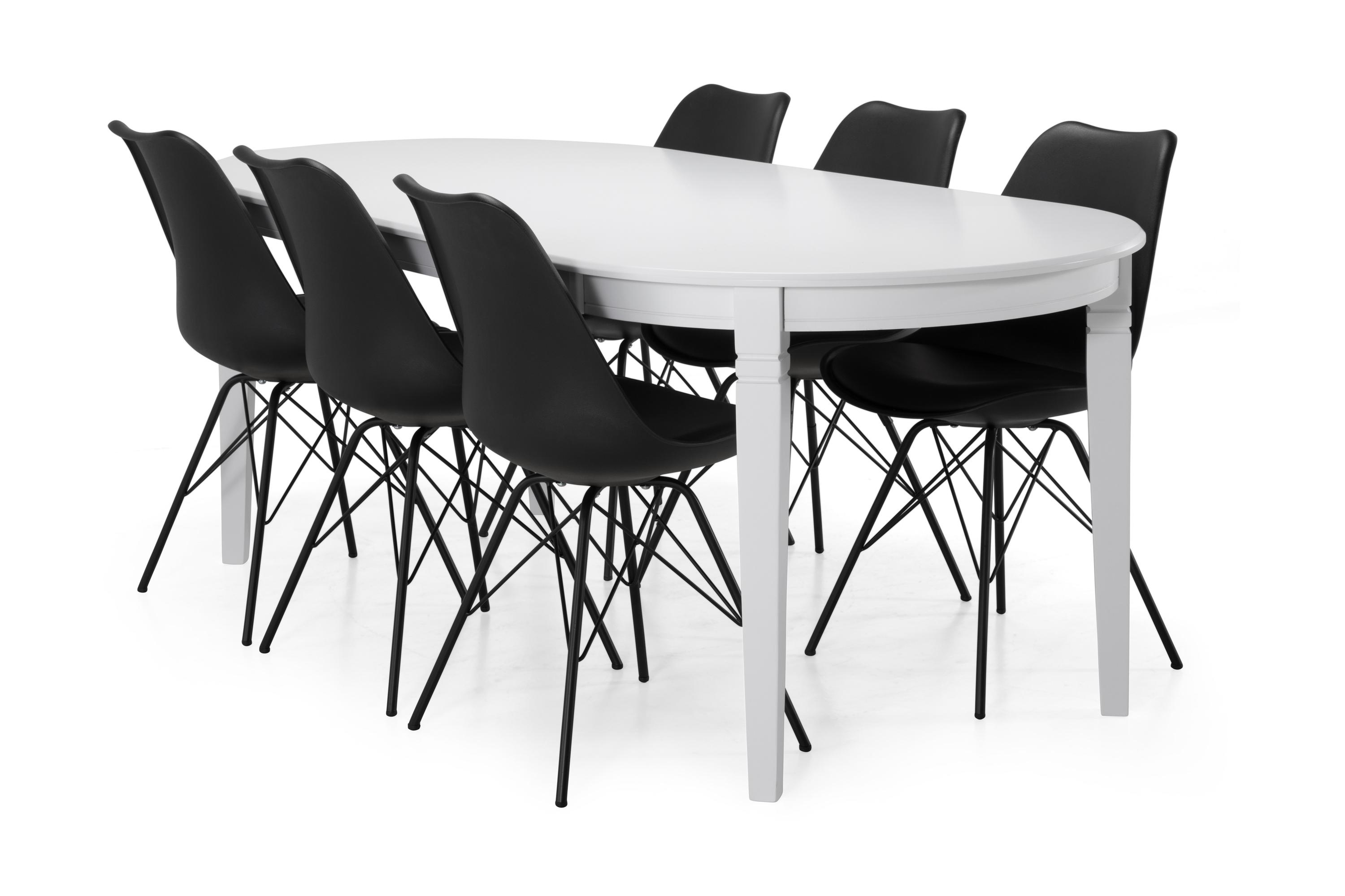 Matbord Lowisa 200 cm Ovalt VitSvart