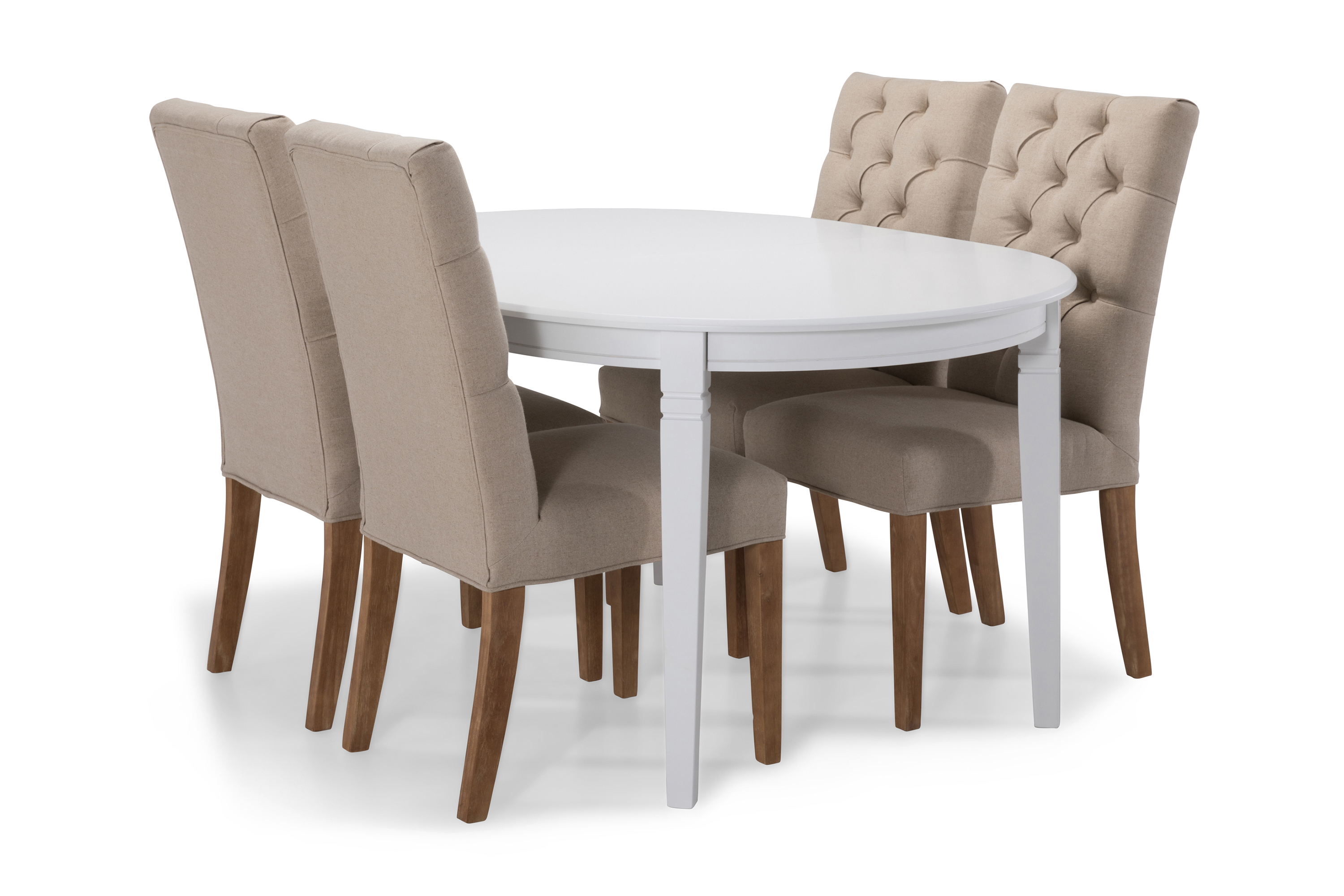 Matbord Lowisa Förlängningsbart 150 cm Ovalt VitBeige