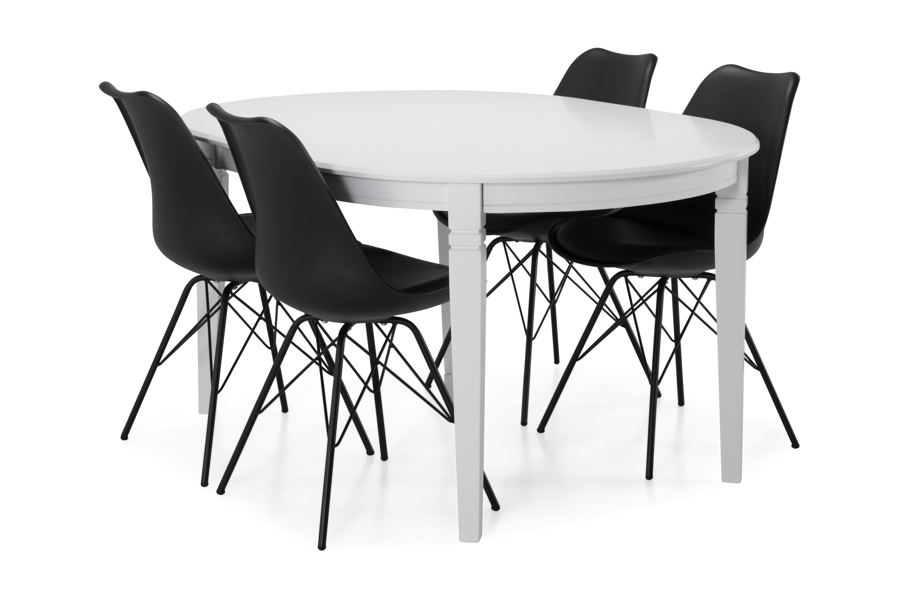 Matbord Lowisa Förlängningsbart 150 cm Ovalt VitSvart