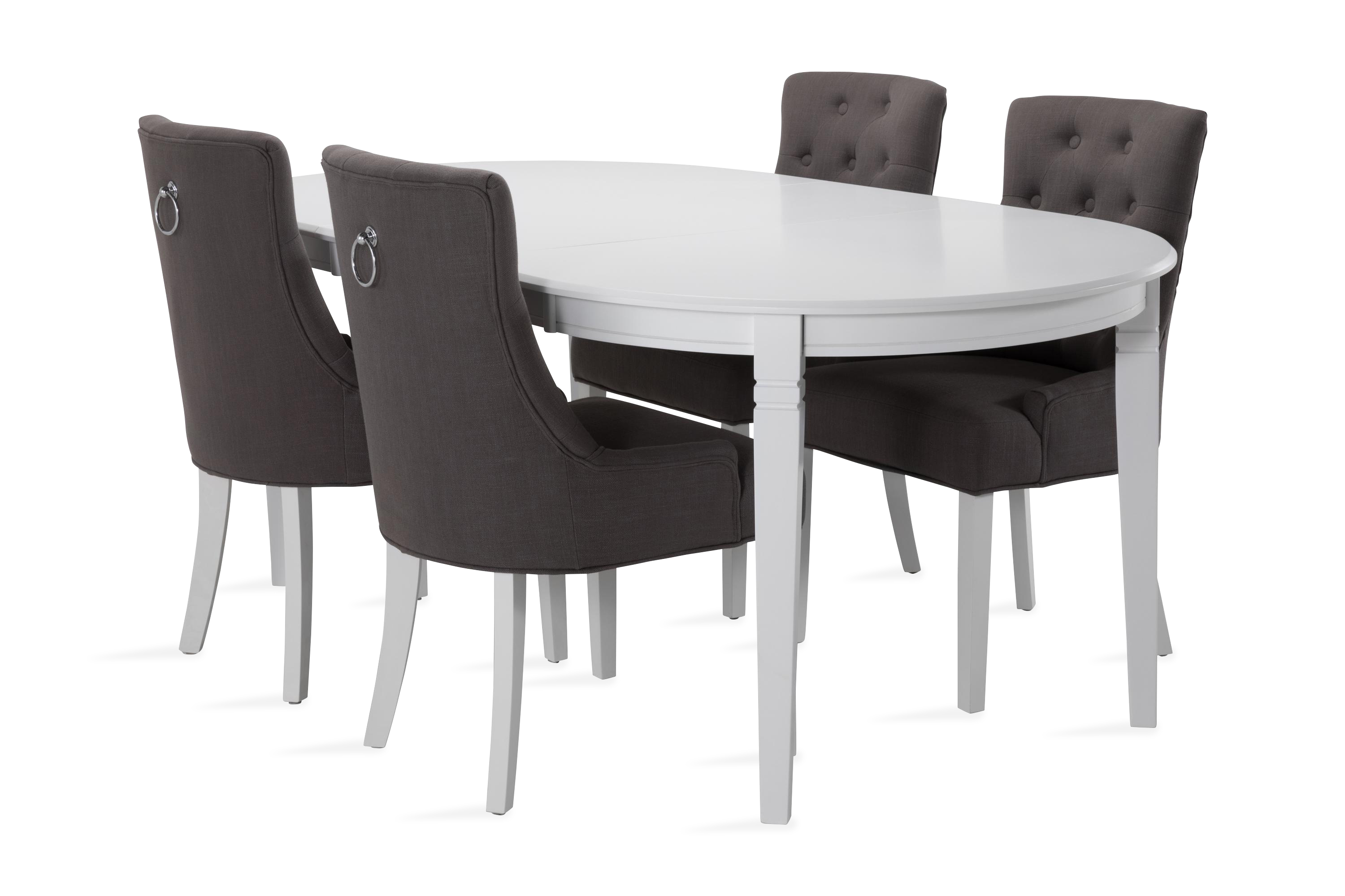 Matbord Lowisa Förlängningsbart 150 cm Ovalt VitSvartGrå