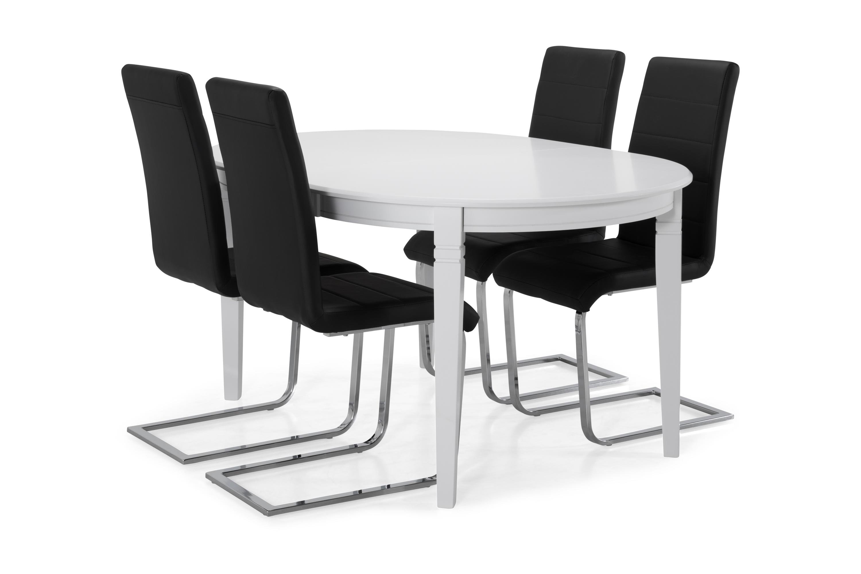 Matbord Lowisa med 4 st Jack stolar VitSvartKrom